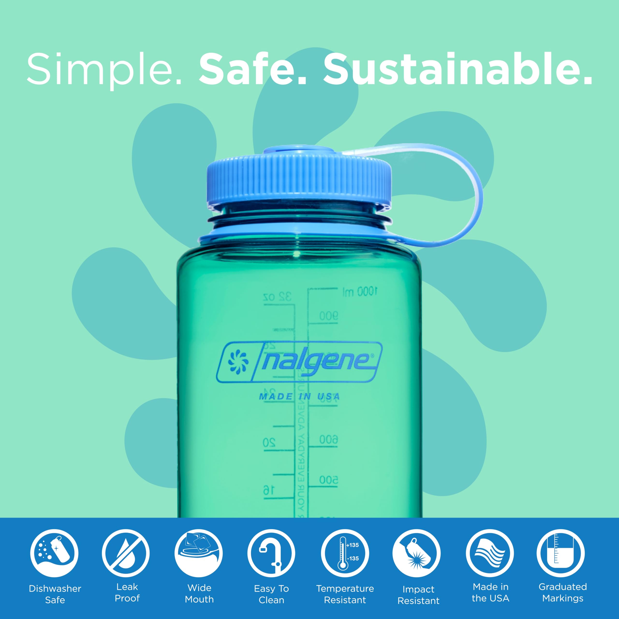 Foto 2 | Botella De Agua Nalgene Lightweight Sustain Tritan, 1 Litro, Color Verde Pastel - Venta Internacional.