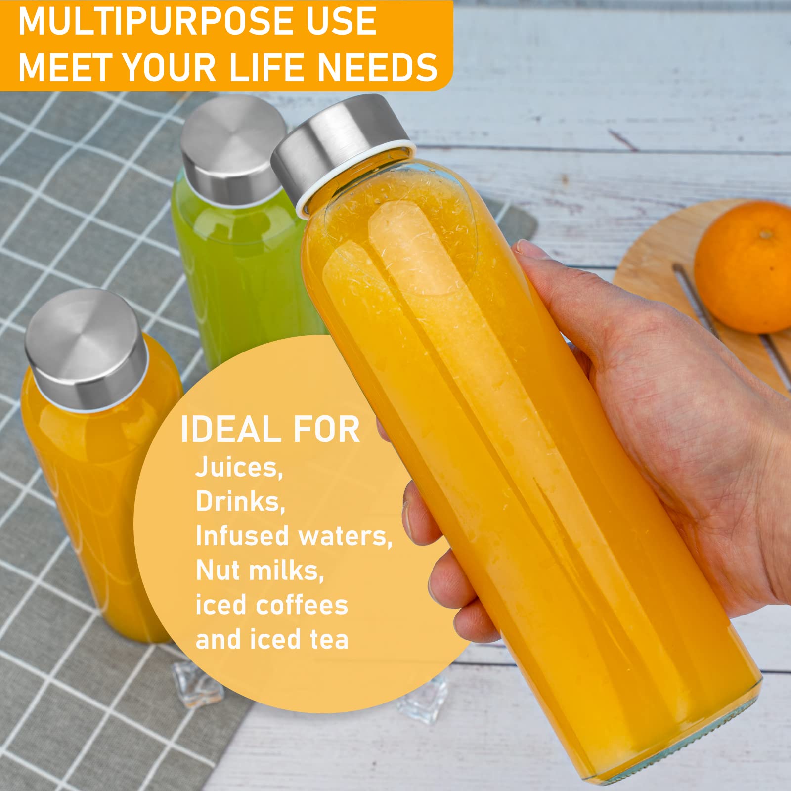 Foto 3 pulgar | Botellas De Agua De Vidrio Sursip De 540 Ml Con Tapa, Juego De 12 - Venta Internacional.