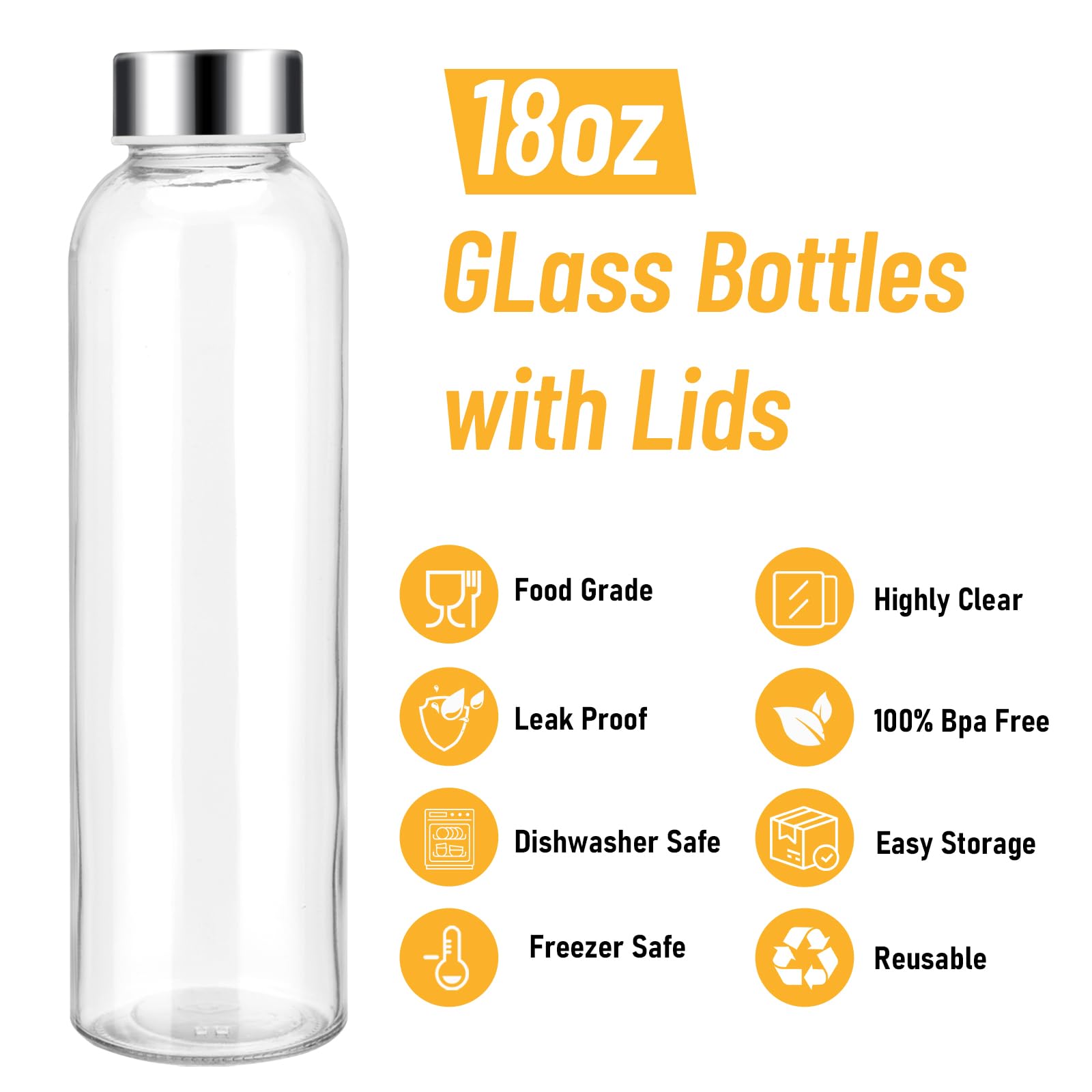 Foto 4 pulgar | Botellas De Agua De Vidrio Sursip De 540 Ml Con Tapa, Juego De 12 - Venta Internacional.