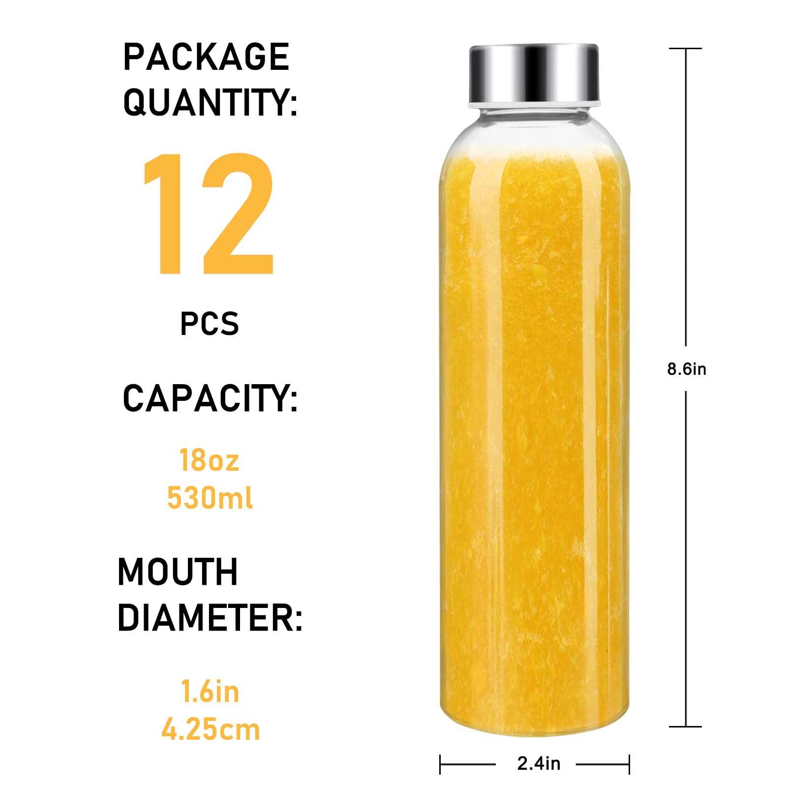 Foto 8 pulgar | Botellas De Agua De Vidrio Sursip De 540 Ml Con Tapa, Juego De 12 - Venta Internacional.
