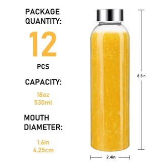 Foto 7 | Botellas De Agua De Vidrio Sursip De 540 Ml Con Tapa, Juego De 12 - Venta Internacional.