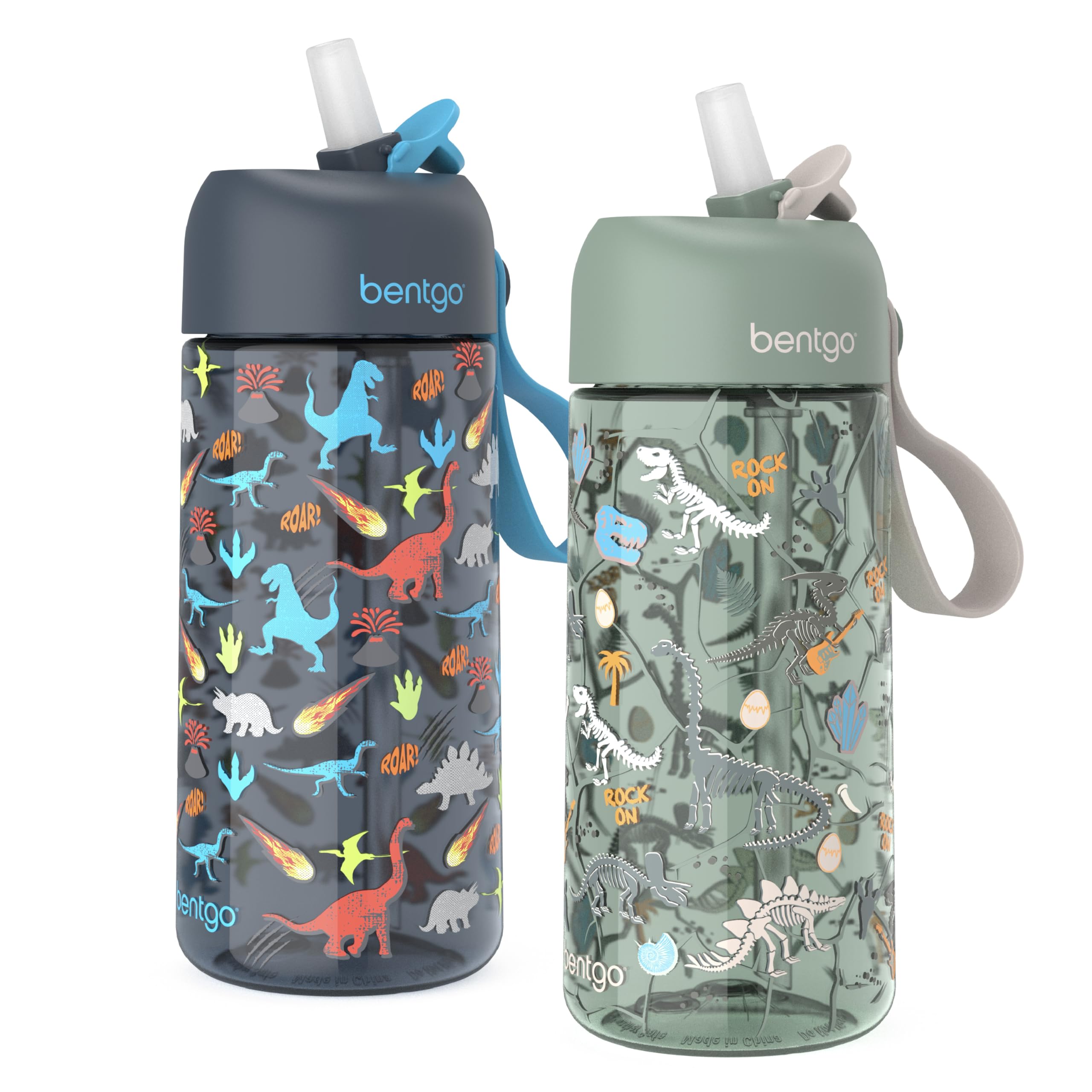 Foto 2 pulgar | Botella De Agua Bentgo Kids Con Diseño De Dinosaurio, 450 Ml, Sin Bpa, Paquete De 2 Unidades - Venta Internacional.