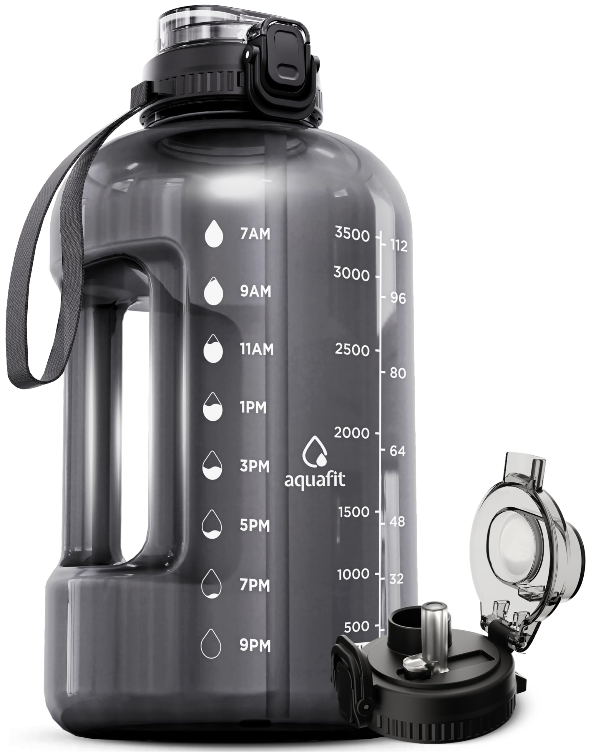 Foto 2 pulgar | Botella De Agua Aquafit De 1 Galón Con Marcador De Tiempo Sin Bpa, Gris - Venta Internacional.