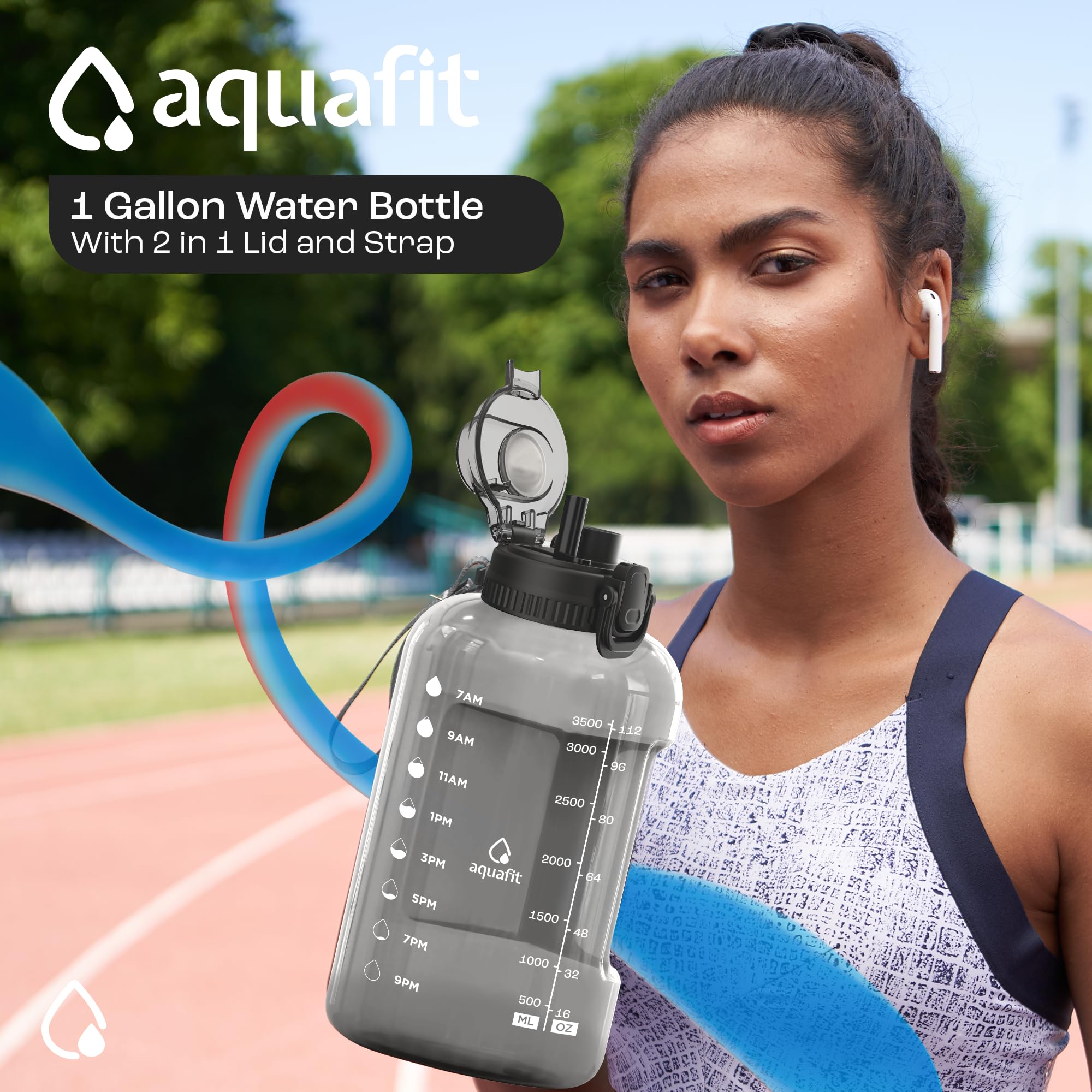 Foto 4 pulgar | Botella De Agua Aquafit De 1 Galón Con Marcador De Tiempo Sin Bpa, Gris - Venta Internacional.