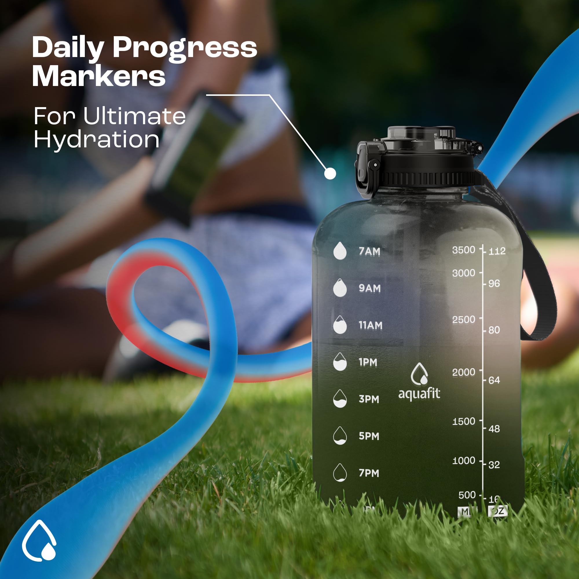 Foto 6 | Botella De Agua Aquafit De 1 Galón Con Marcador De Tiempo Sin Bpa, Gris - Venta Internacional.