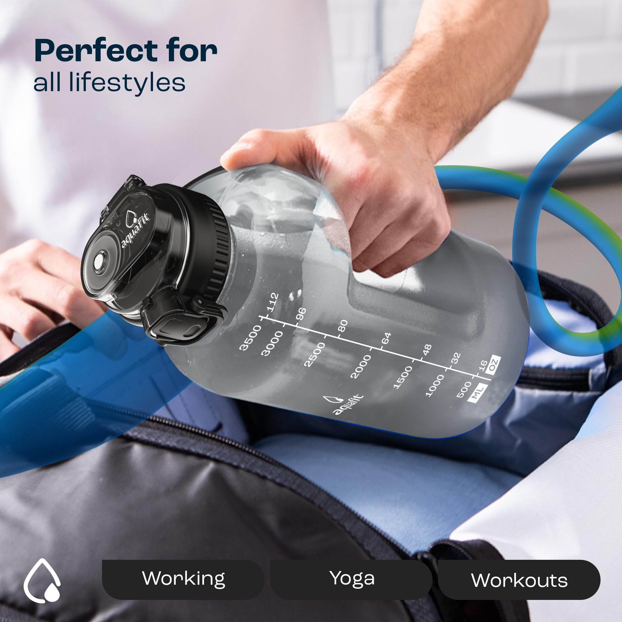Foto 7 | Botella De Agua Aquafit De 1 Galón Con Marcador De Tiempo Sin Bpa, Gris - Venta Internacional.