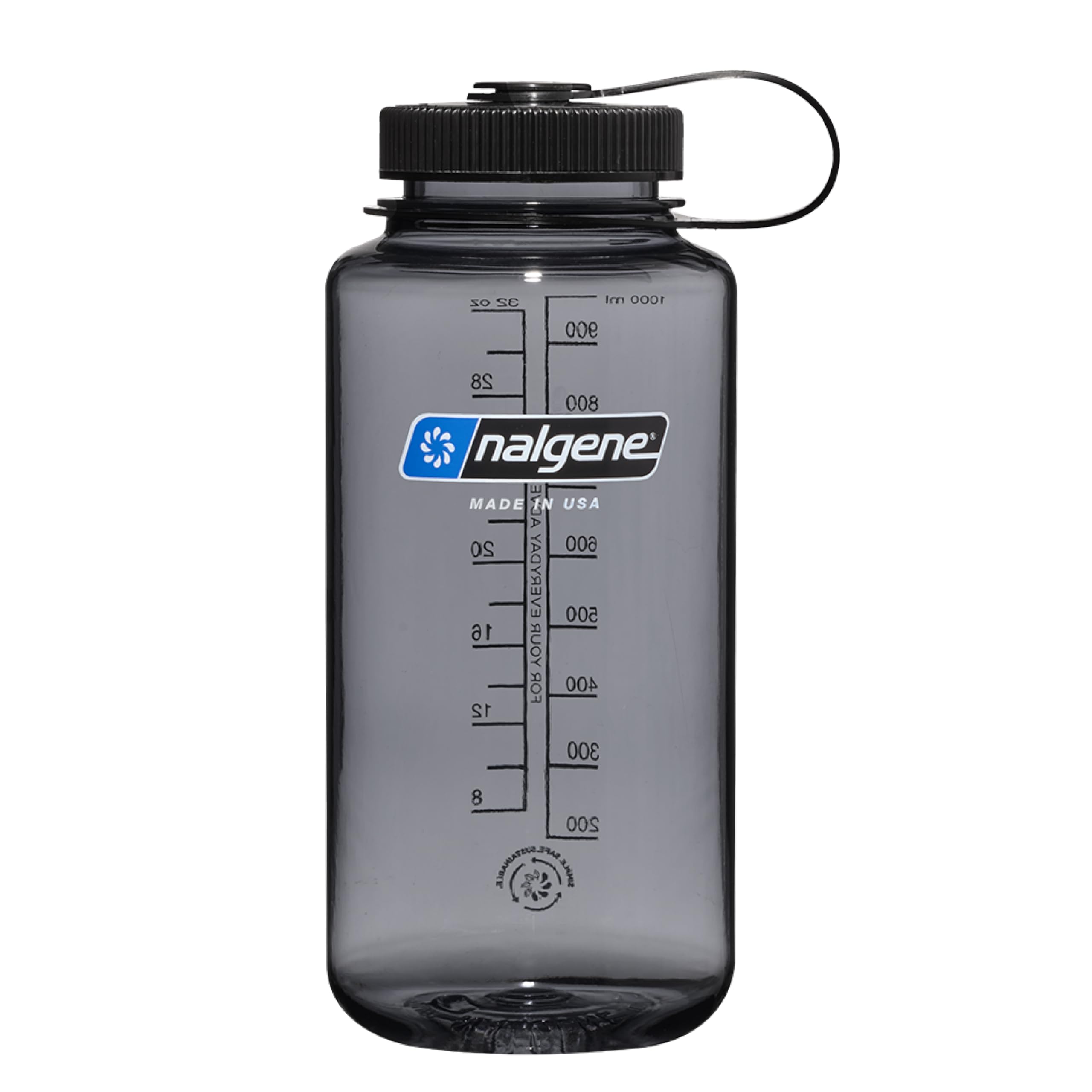 Foto 2 pulgar | Botella De Agua Nalgene Sustain Tritan Sin Bpa, 1 Litro, Gris Con Tapa Negra - Venta Internacional.