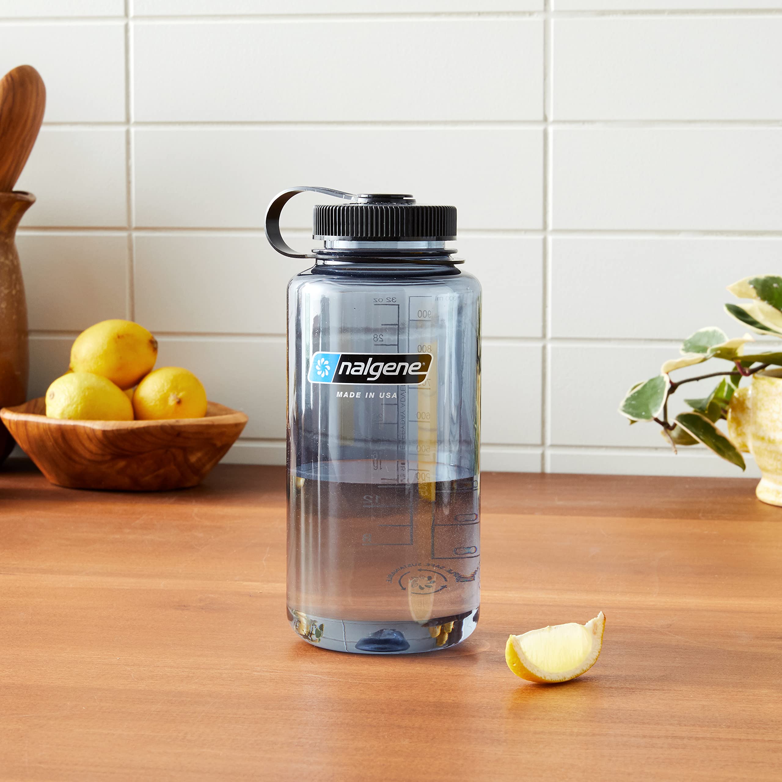 Foto 3 pulgar | Botella De Agua Nalgene Sustain Tritan Sin Bpa, 1 Litro, Gris Con Tapa Negra - Venta Internacional.