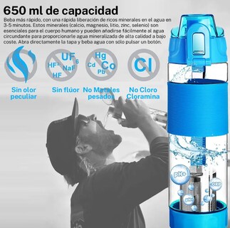 Foto 3 | Botella De Agua Alcalina Con Filtro Xtellar