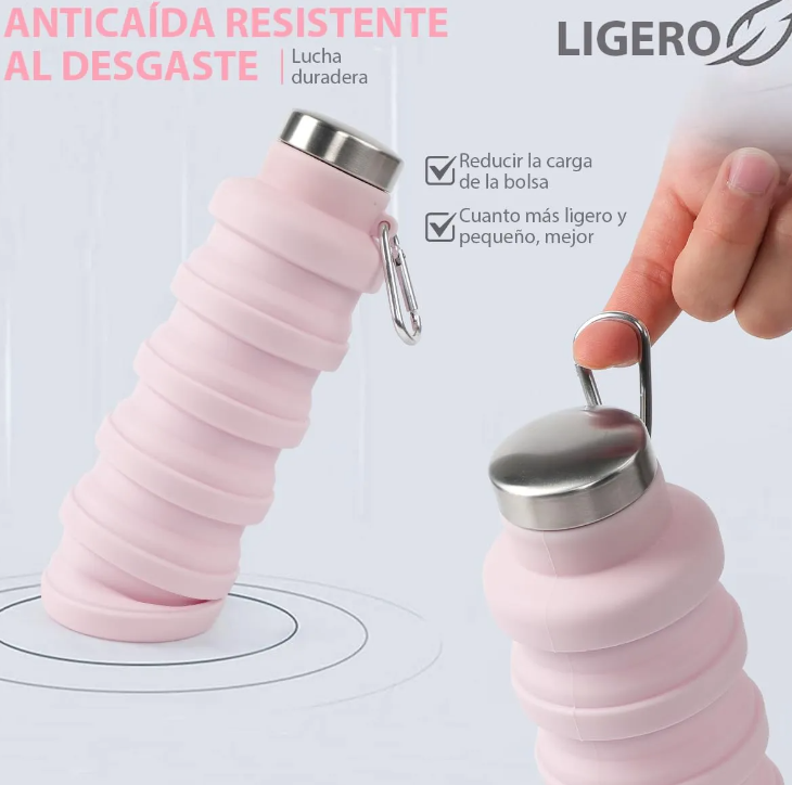 Foto 3 pulgar | Botella Agua Xtellar Plegable Silicona Rosa