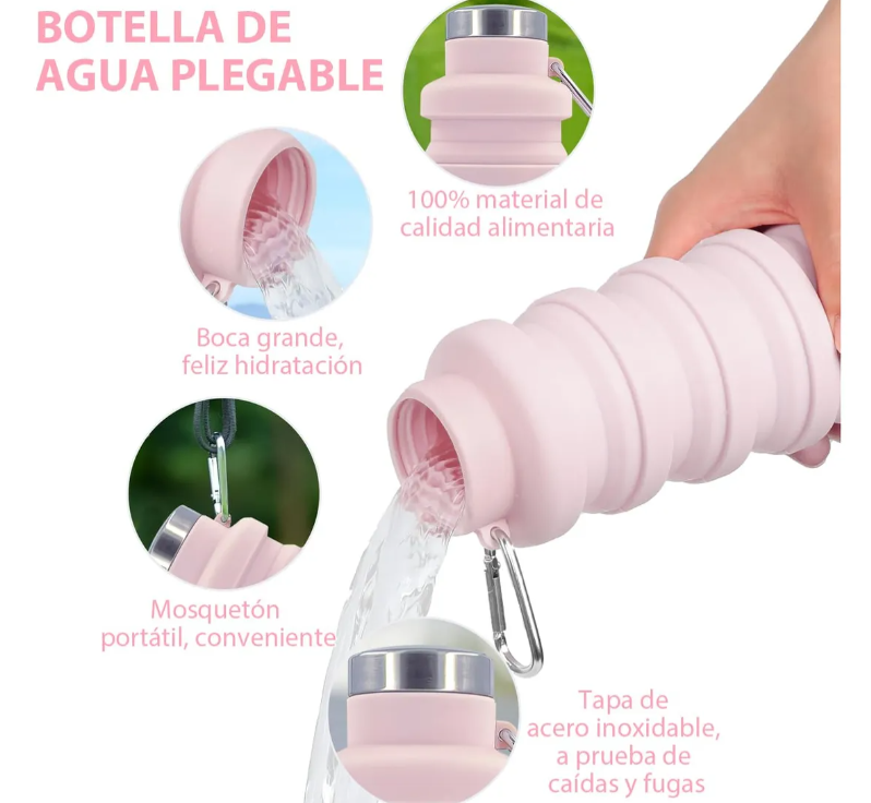Foto 4 pulgar | Botella Agua Xtellar Plegable Silicona Rosa