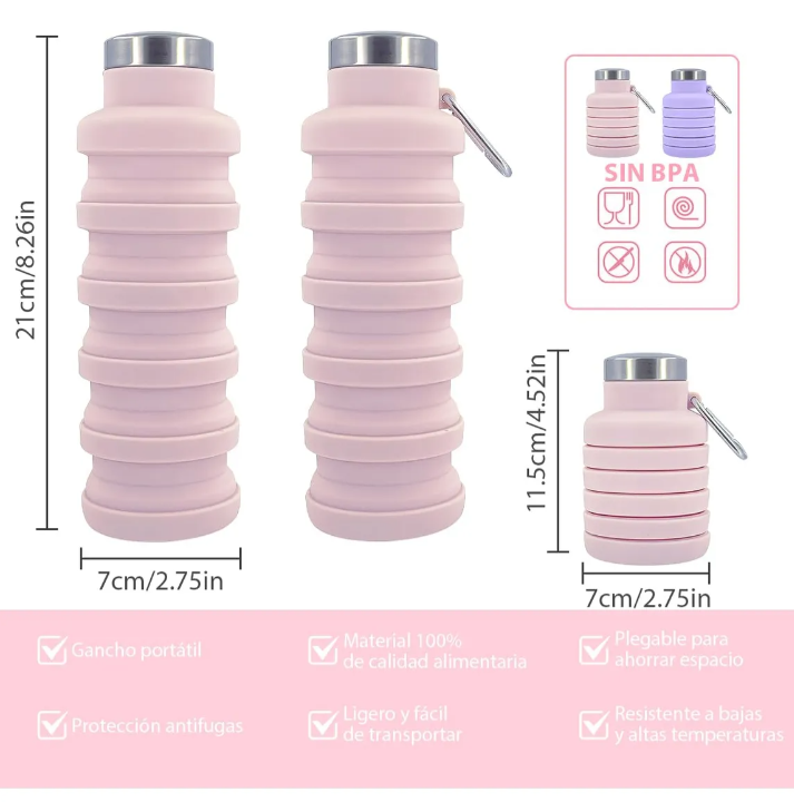 Foto 4 | Botella Agua Xtellar Plegable Silicona Rosa