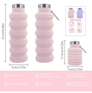 Foto 4 | Botella Agua Xtellar Plegable Silicona Rosa