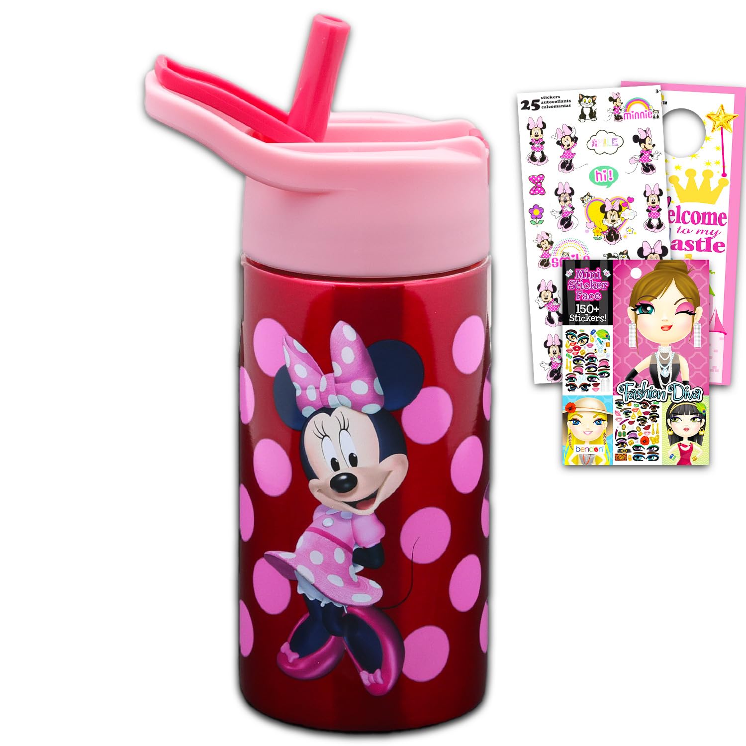 Botella De Agua Disney Minnie Mouse De Acero Inoxidable De 400 Ml Para Niñas - Venta Internacional.