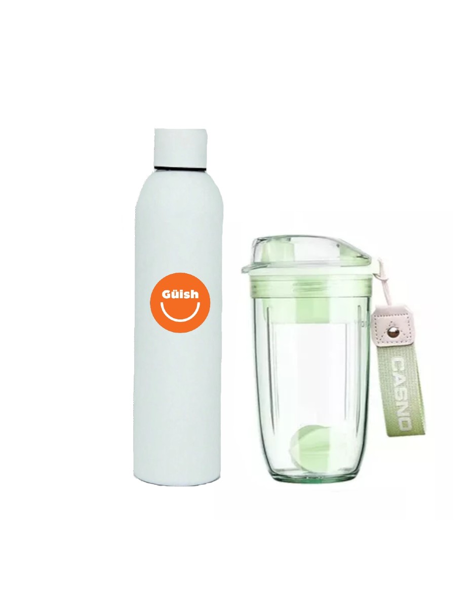 Shaker Mezcladora Verde Claro 400ml + Termo Güish Gratis