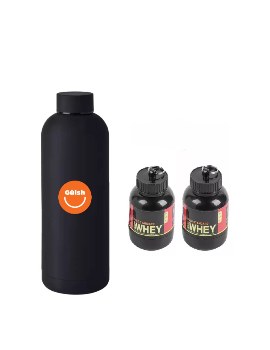 Foto 2 pulgar | 2  Llaveros Porta Proteína O Pastillas + Termo Güish Gratis