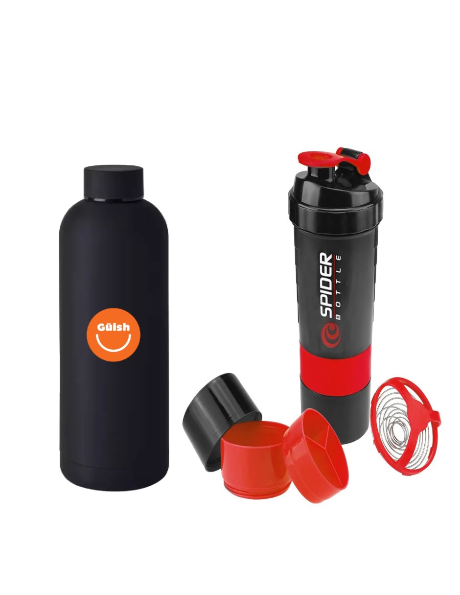 Foto 1 | Shaker para Proteína Rojo + Termo Güis