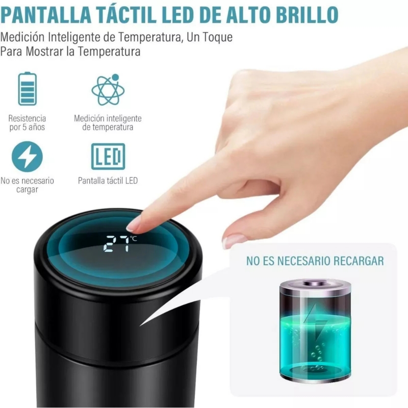 Foto 3 pulgar | Taza Termo Smart Water Con Pantalla Digital De 500 Ml, Color Negro - Venta Internacional.