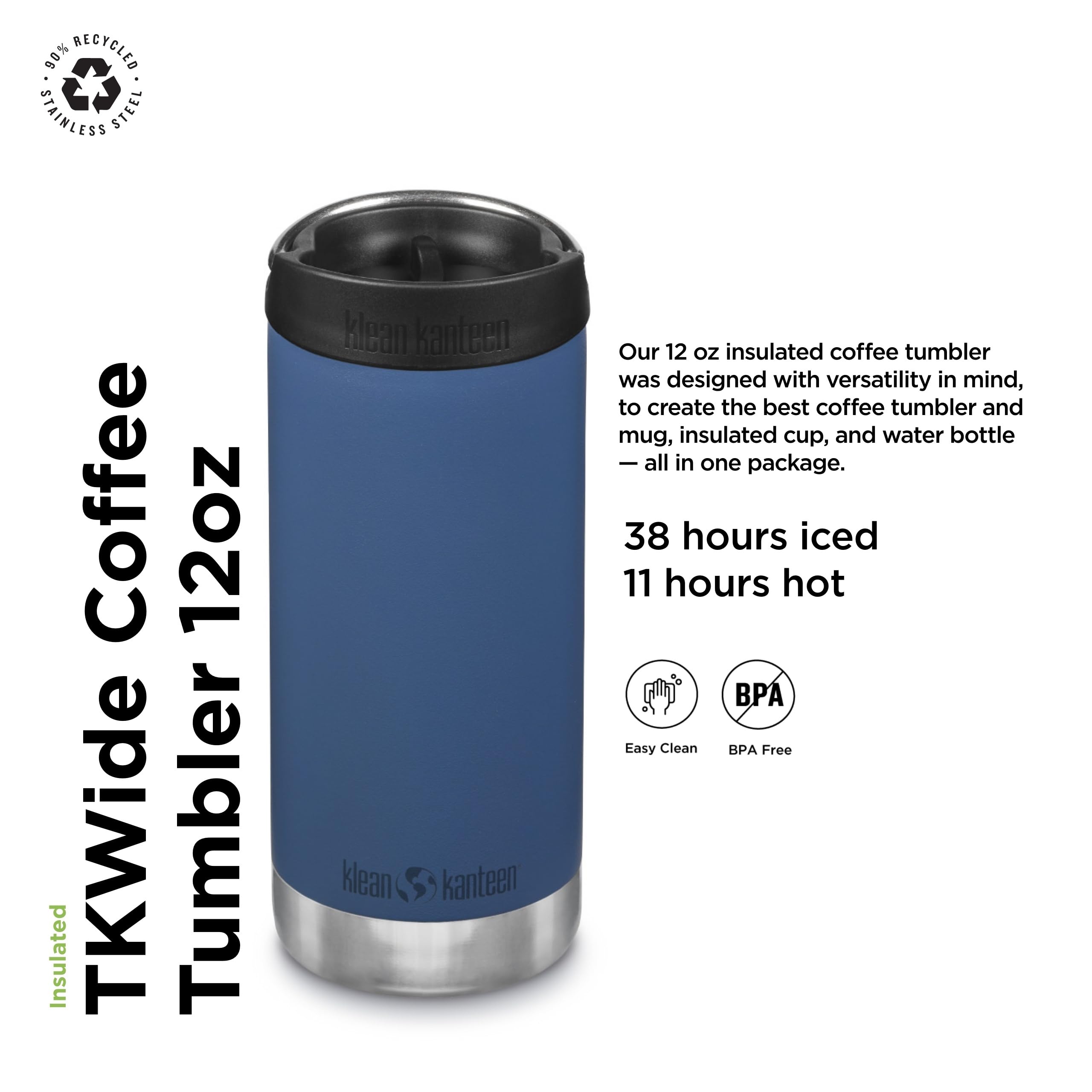 Foto 4 pulgar | Botella De Agua Klean Kanteen Tkwide, 355 Ml, Con Aislamiento, Color Verde Azulado - Venta Internacional.