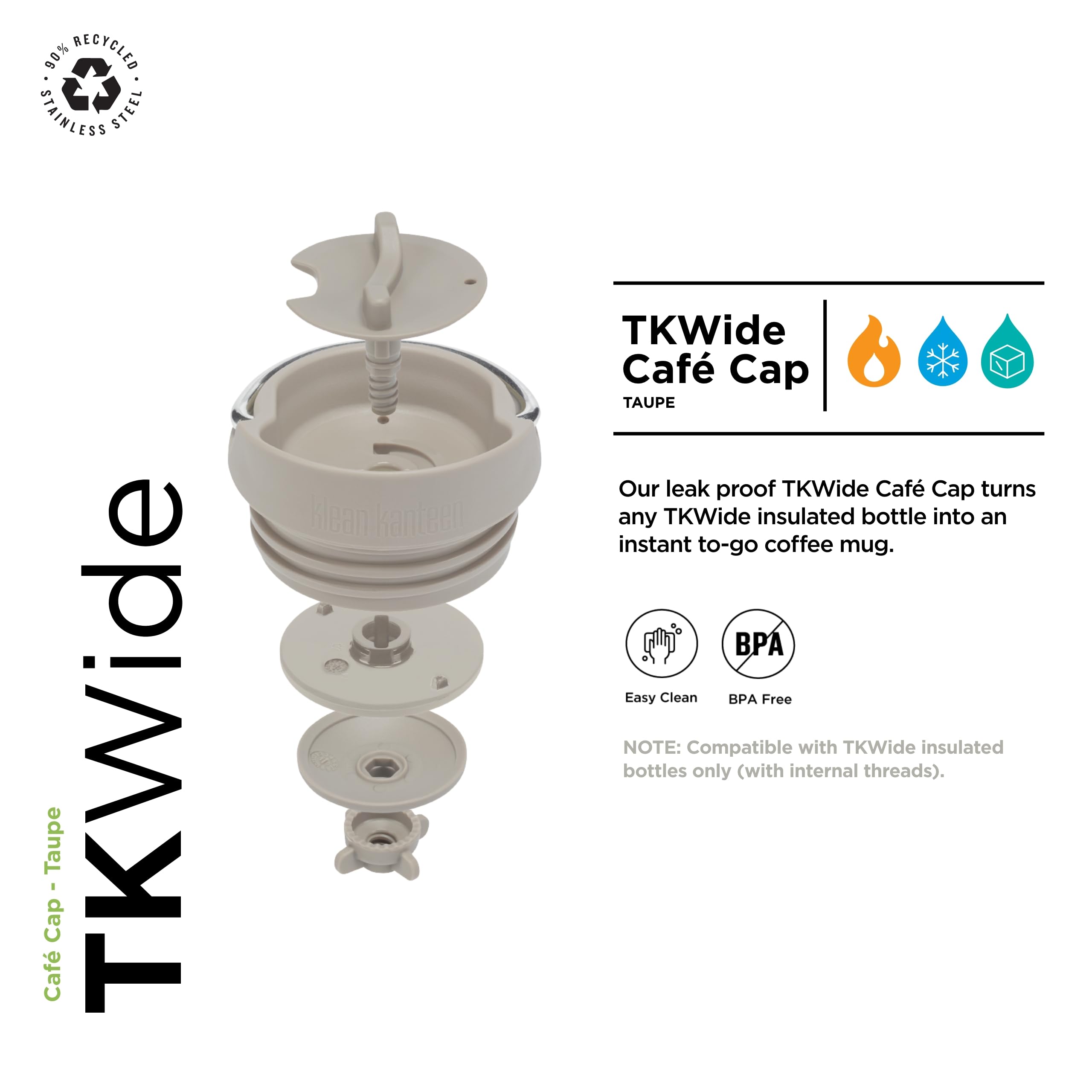 Foto 3 pulgar | Tapa De Botella Klean Kanteen Tkwide Café Cap Para Café Y Té - Venta Internacional.
