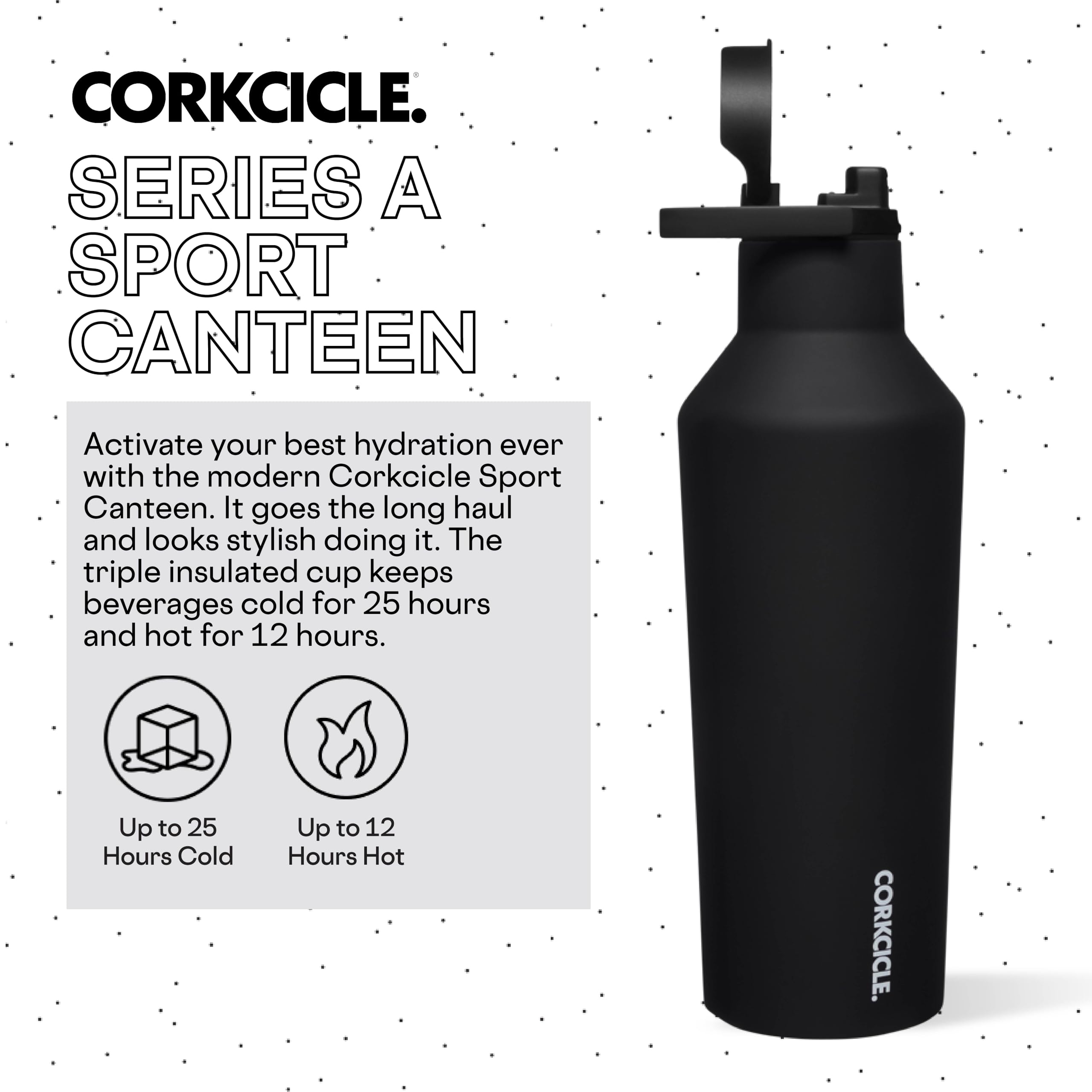 Foto 3 pulgar | Botella De Agua Corkcicle Sport Canteen Con Aislamiento De 950 Ml, Color Negro - Venta Internacional.