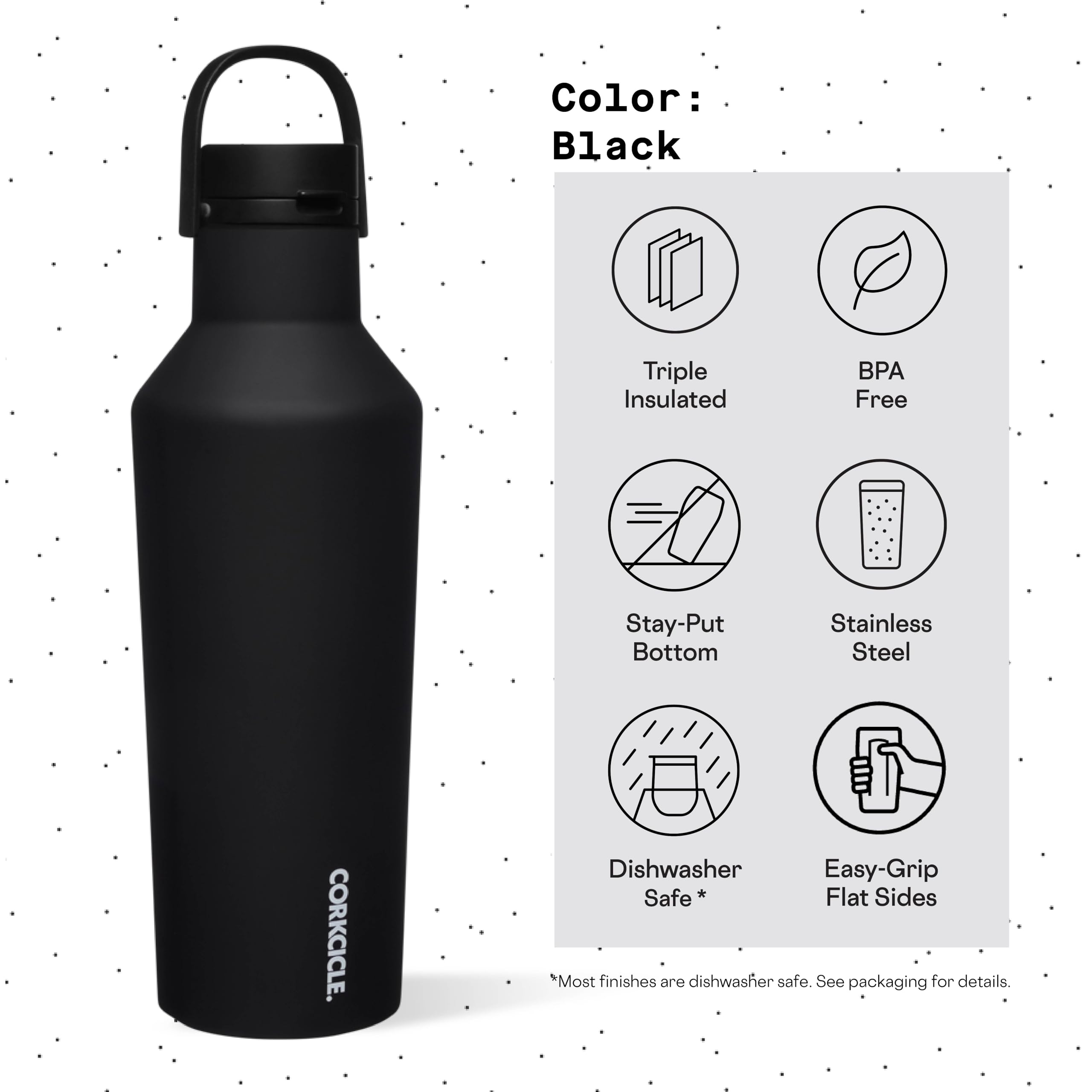 Foto 5 pulgar | Botella De Agua Corkcicle Sport Canteen Con Aislamiento De 950 Ml, Color Negro - Venta Internacional.
