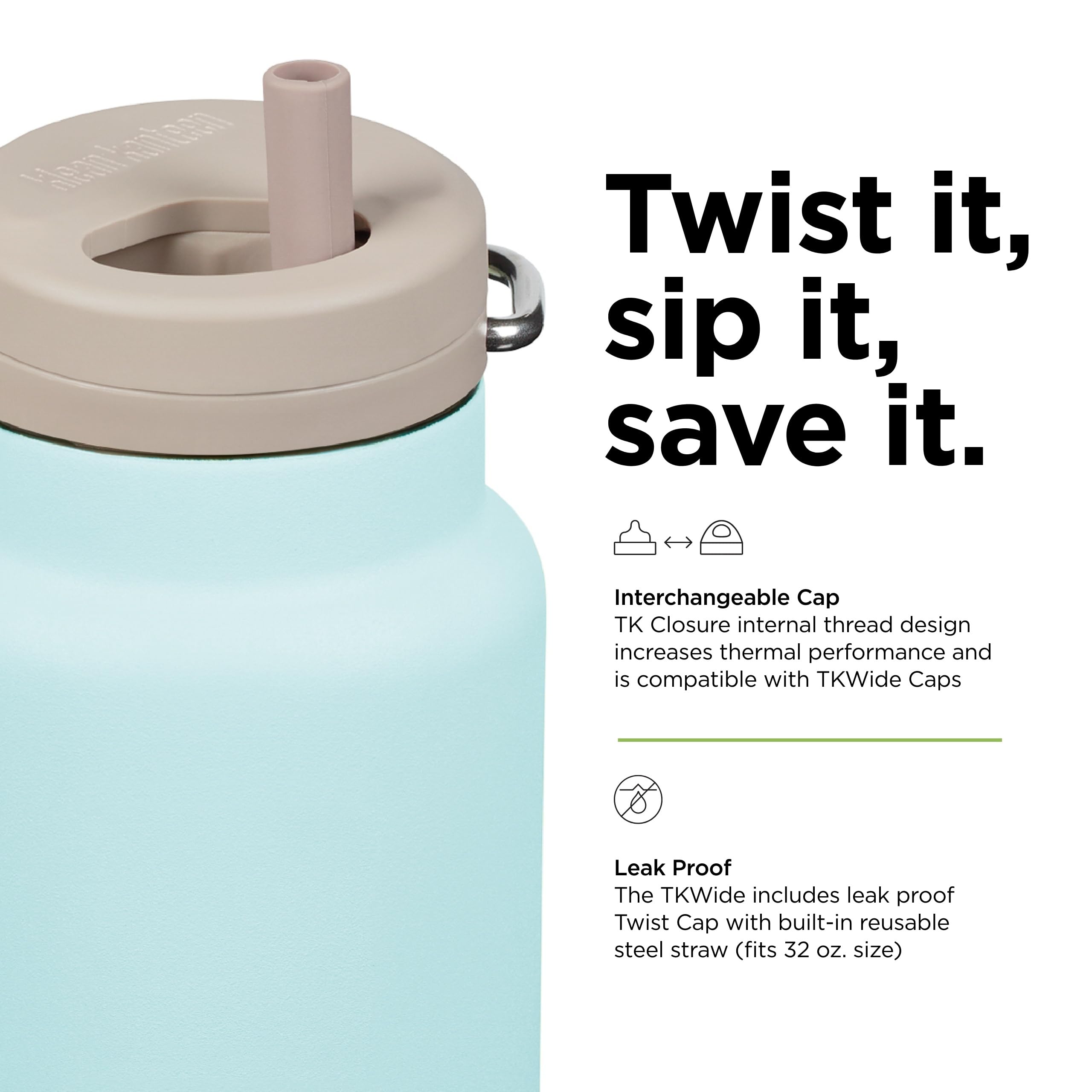Foto 5 pulgar | Botella De Agua Klean Kanteen Tkwide Con Aislamiento, 950 Ml, Color Azul - Venta Internacional.