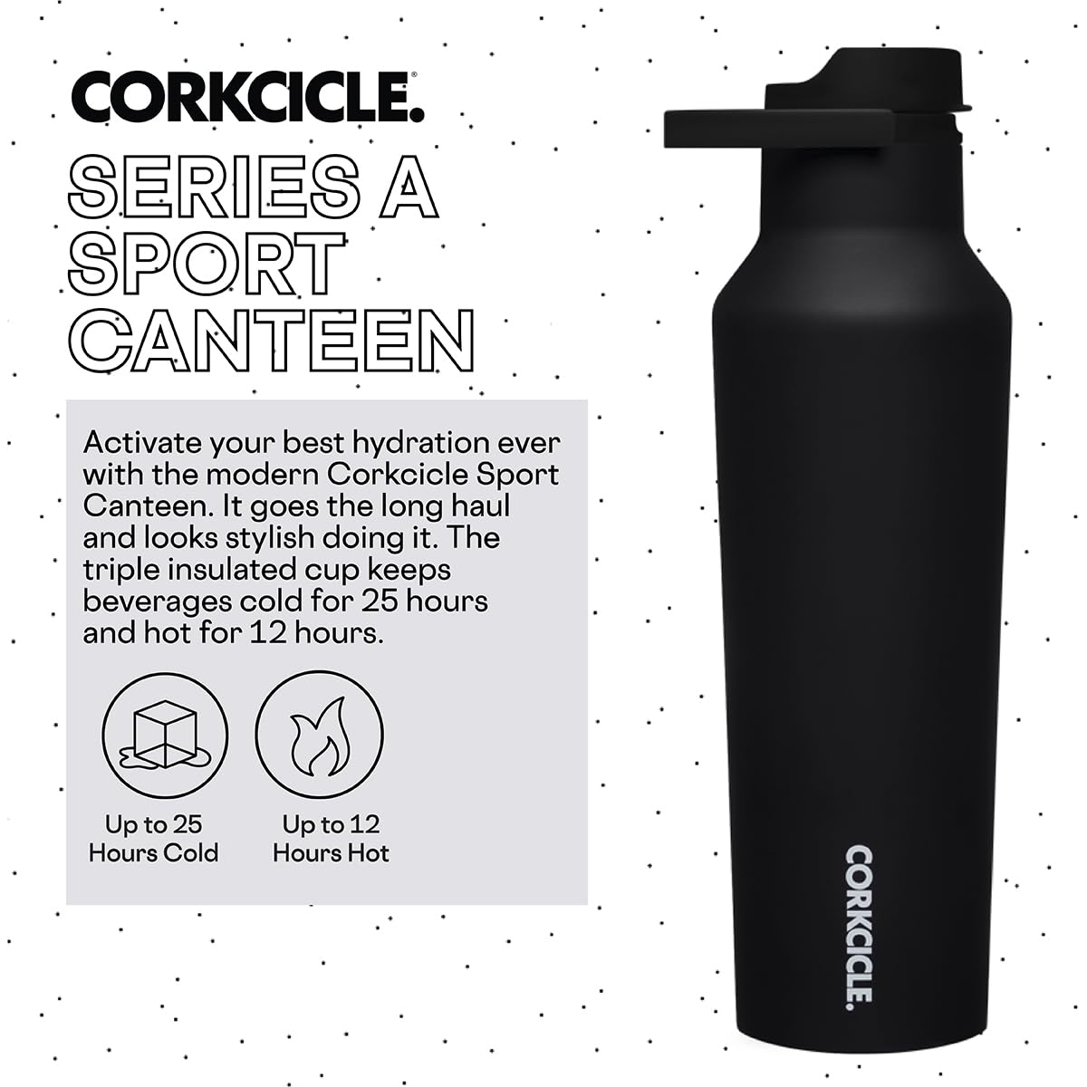 Foto 3 pulgar | Botella De Agua Corkcicle Sport Canteen Con Aislamiento De 590 Ml, Color Negro Mate - Venta Internacional.