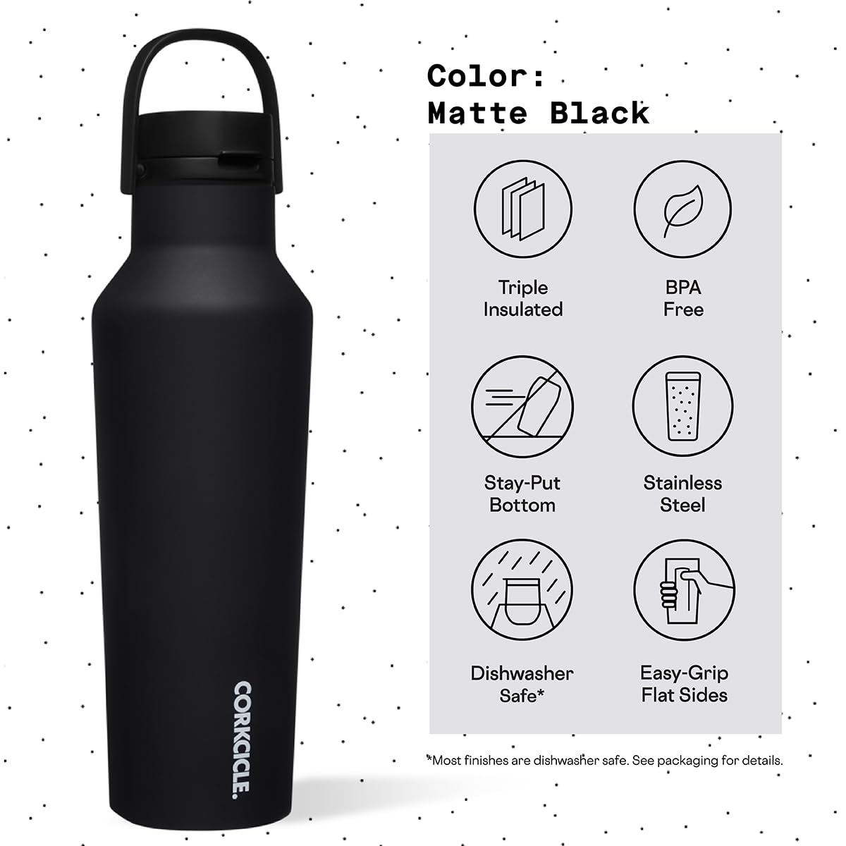 Foto 5 pulgar | Botella De Agua Corkcicle Sport Canteen Con Aislamiento De 590 Ml, Color Negro Mate - Venta Internacional.