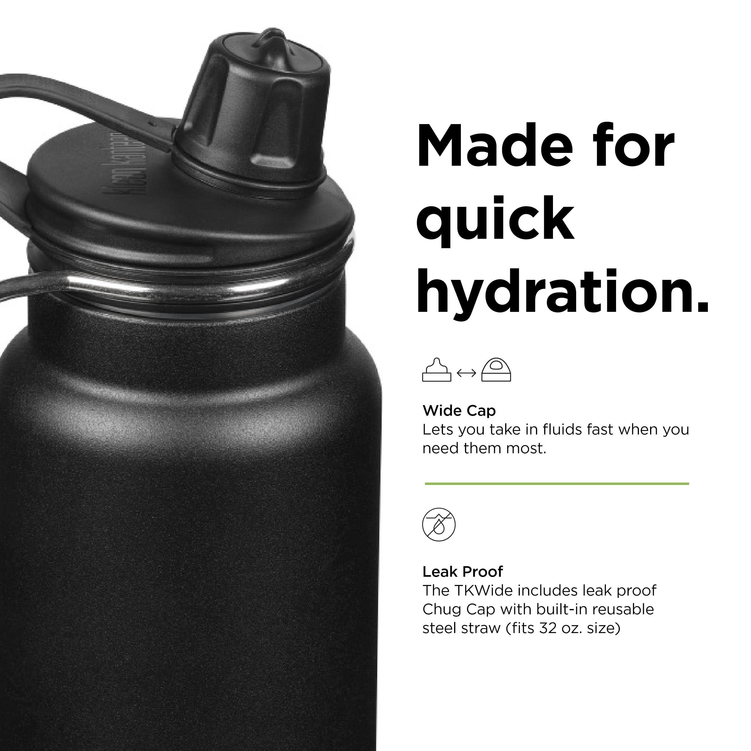 Foto 5 pulgar | Botella De Agua Klean Kanteen Tkwide Con Aislamiento 946 Ml, Color Negro - Venta Internacional.