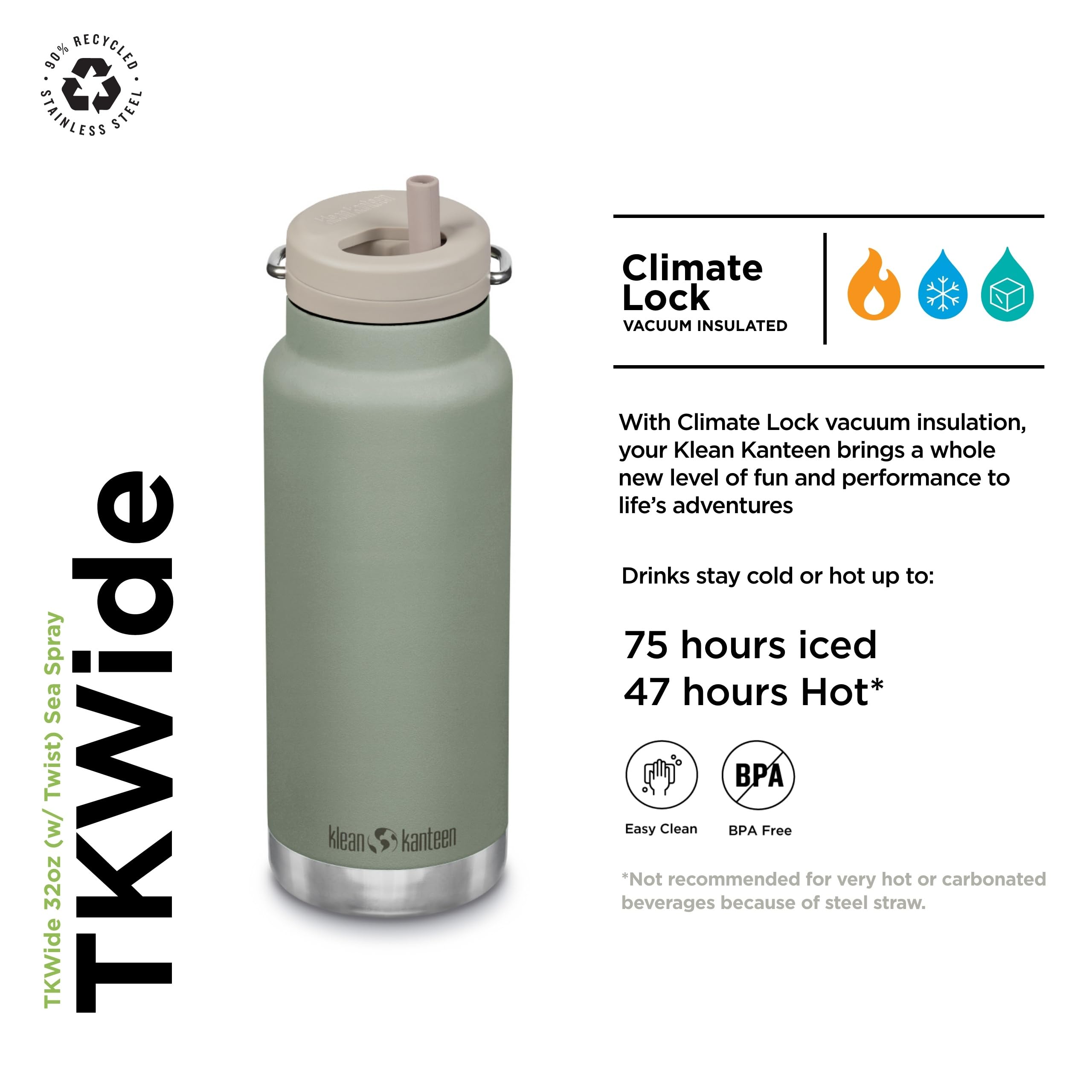 Foto 3 pulgar | Botella De Agua Klean Kanteen Tkwide Con Aislamiento Marino De 950 Ml - Venta Internacional.