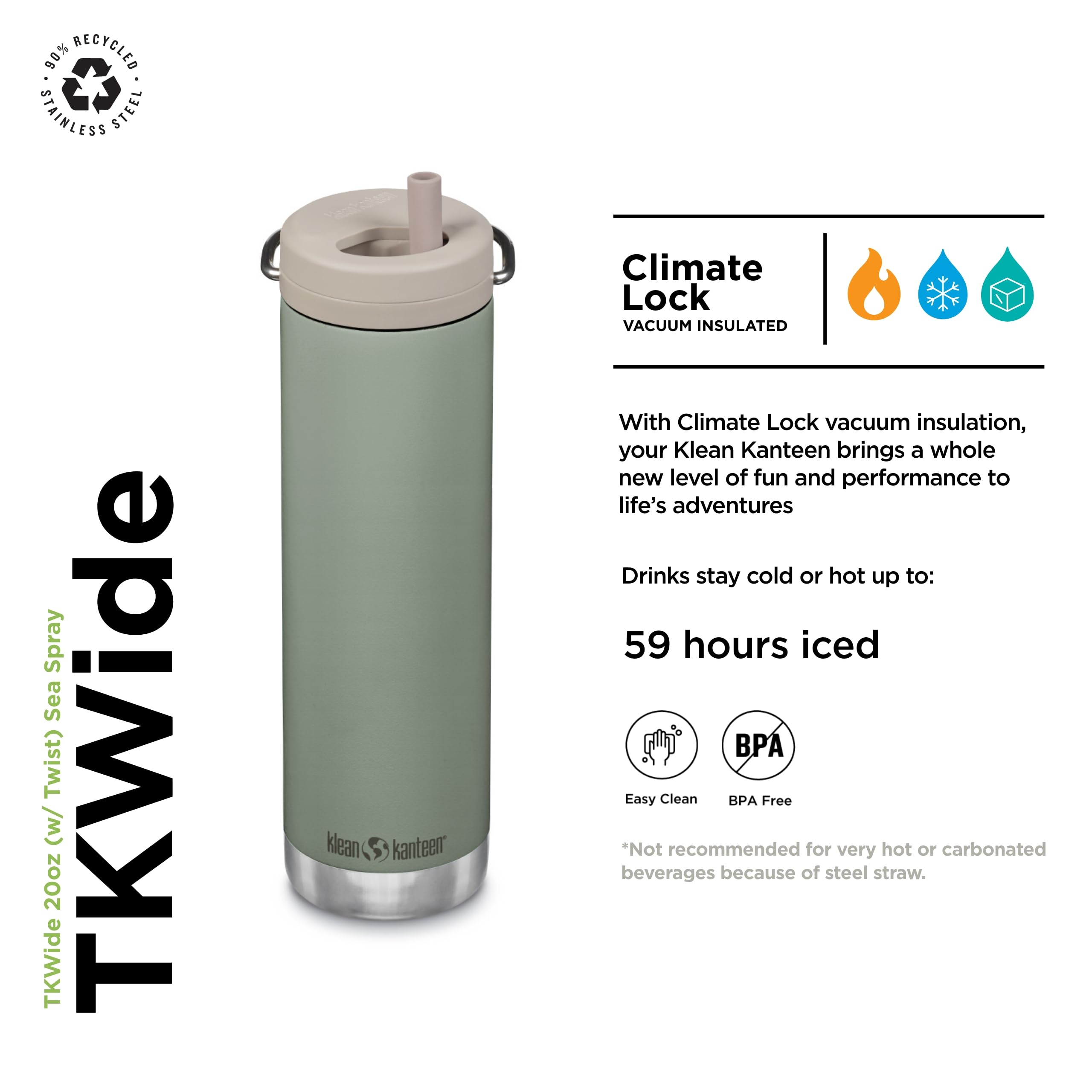 Foto 4 pulgar | Botella De Agua Klean Kanteen Tkwide Con Aislamiento Marino De 590 Ml - Venta Internacional.