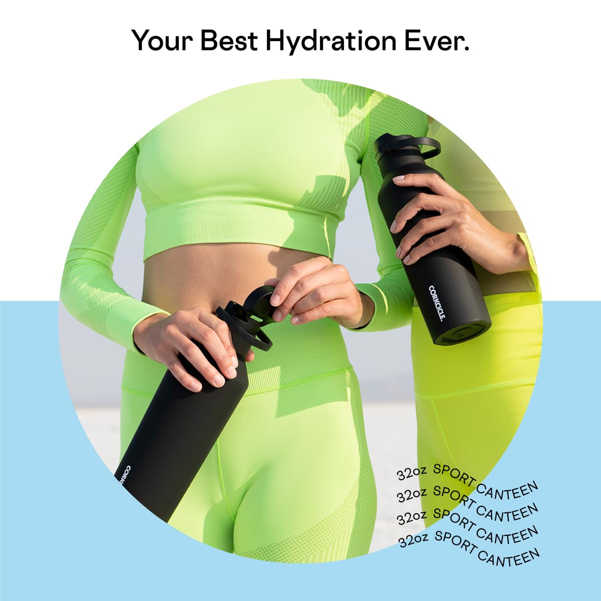 Foto 4 pulgar | Botella De Agua Corkcicle Sport Canteen Con Aislamiento, 950 Ml, Santorini - Venta Internacional.