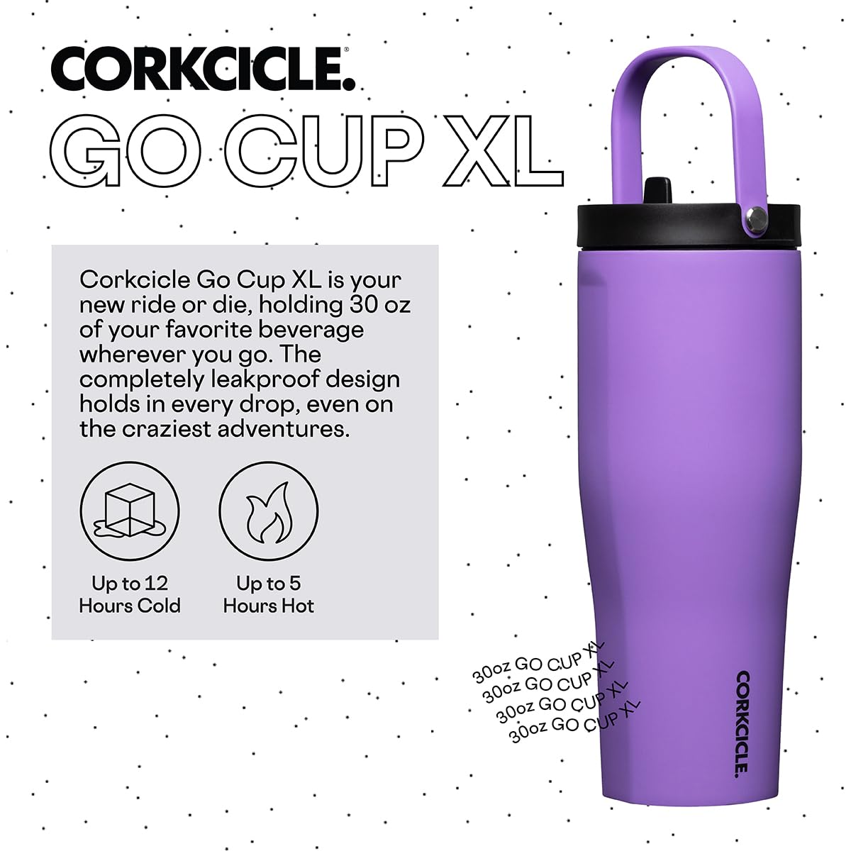 Foto 3 pulgar | Vaso Aislante Corkcicle Go Cup Xl, 900 Ml, Varsity Purple - Venta Internacional.