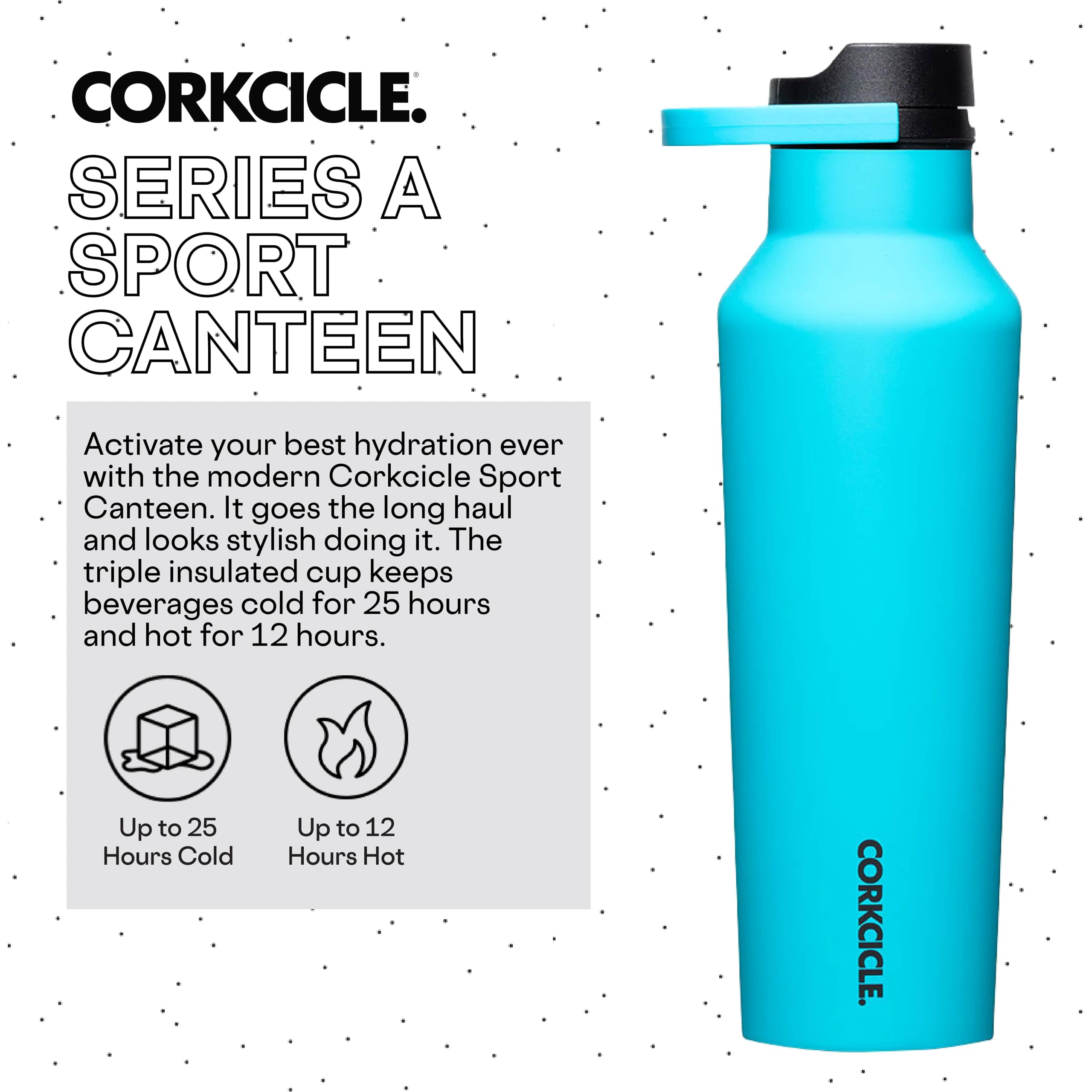 Foto 3 pulgar | Botella De Agua Corkcicle Sport Canteen Con Aislamiento De 600 Ml, Color Azul - Venta Internacional.