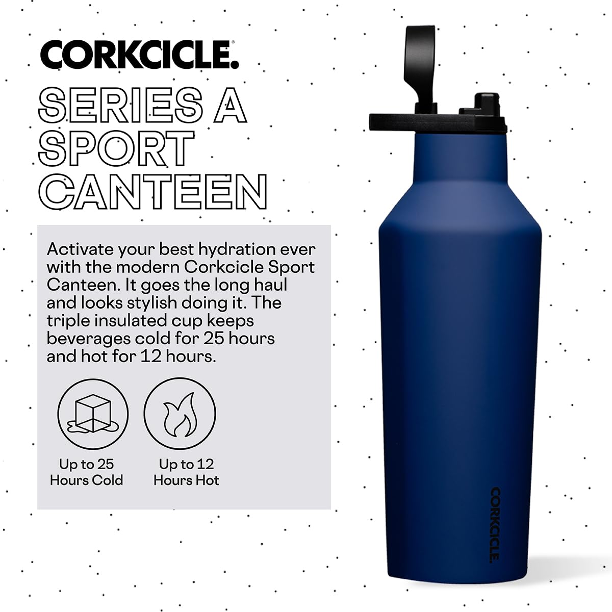 Foto 3 pulgar | Botella De Agua Corkcicle Sport Canteen Con Aislamiento De 950 Ml, Color Azul Marino - Venta Internacional.