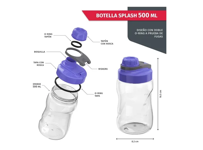 Foto 4 | Botella Xtellar De Agua 500 Ml Anti Derrame