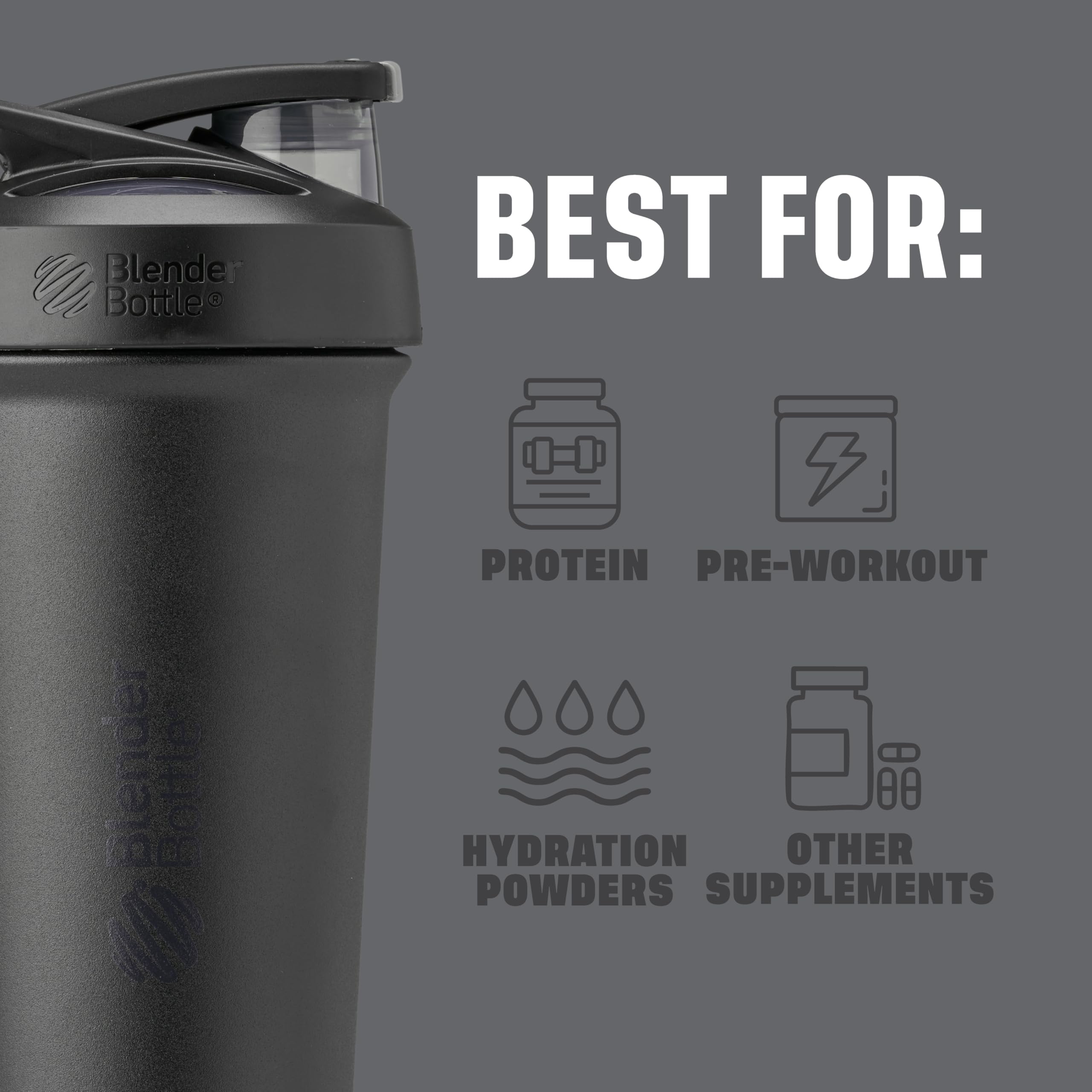 Foto 5 pulgar | Blenderbottle Strada Sleek Shaker Cup Para Botellas De Agua, 750 Ml, Color Negro - Venta Internacional.