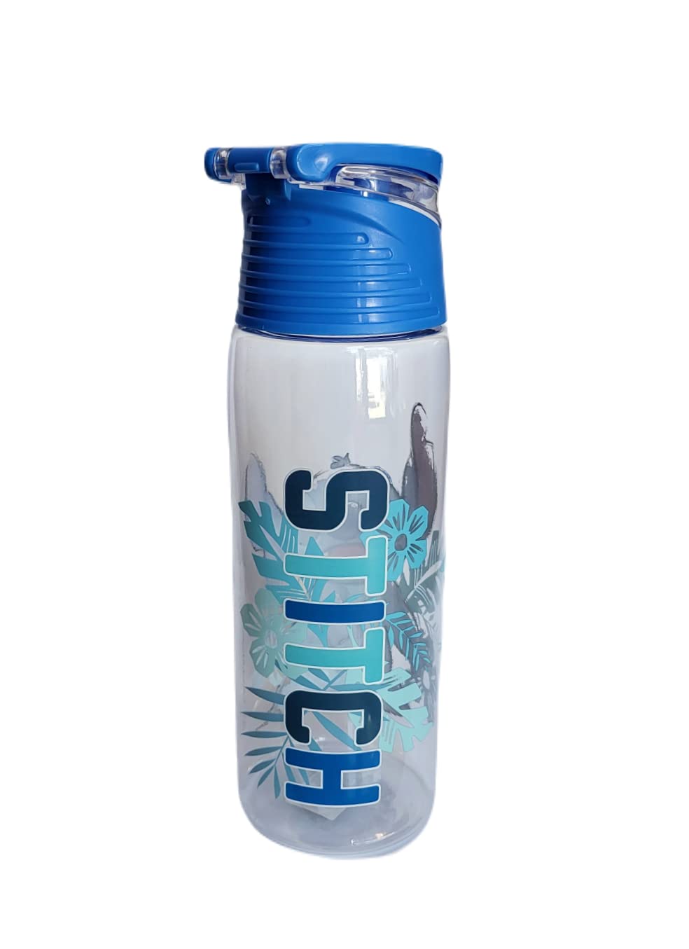 Foto 2 | Botella Con Tapa Abatible Disney Uh Oh Stitch Transparente Con Tapa Azul, 350 Ml - Venta Internacional.