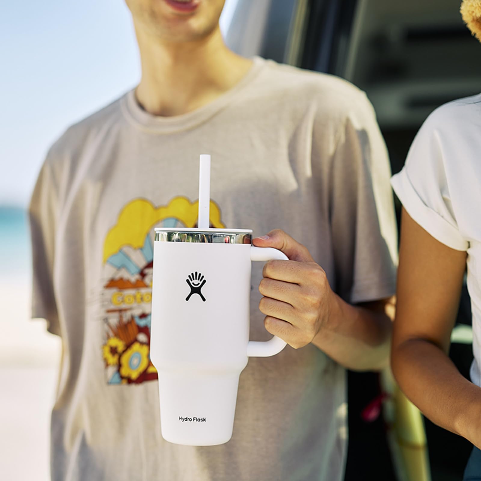 Foto 3 pulgar | Vaso Hydro Flask Travel 946 Ml Con Asa, Tapa Y Pajita, Color Blanco - Venta Internacional.