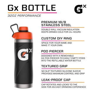 Foto 2 | Botella Gatorade Gx De Acero Inoxidable 946ml Negra - Venta Internacional.