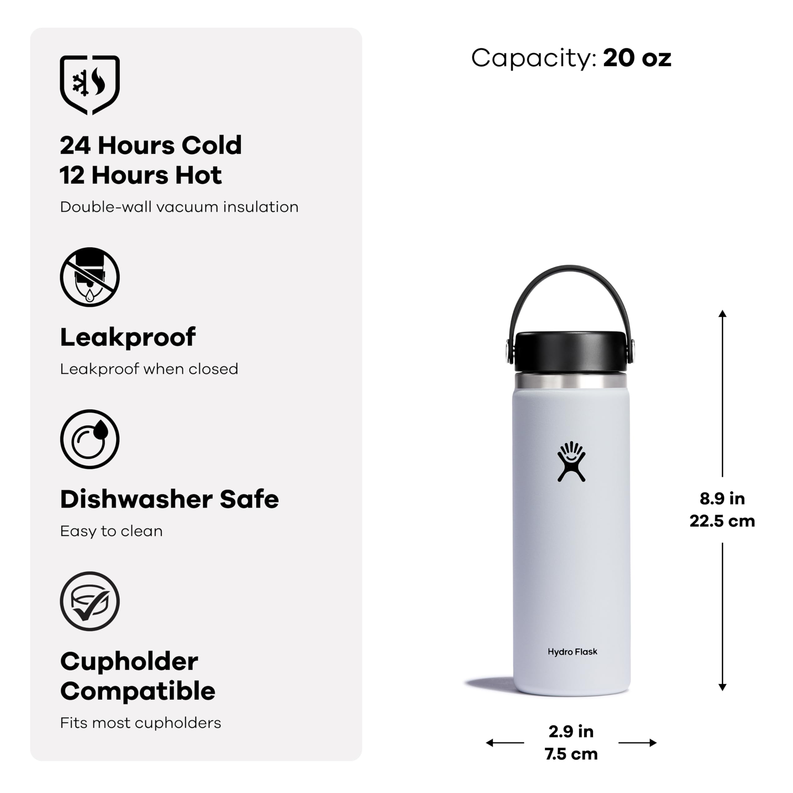 Foto 4 pulgar | Botella De Agua Hydro Flask Fossil, Boca Ancha, 600 Ml - Venta Internacional.
