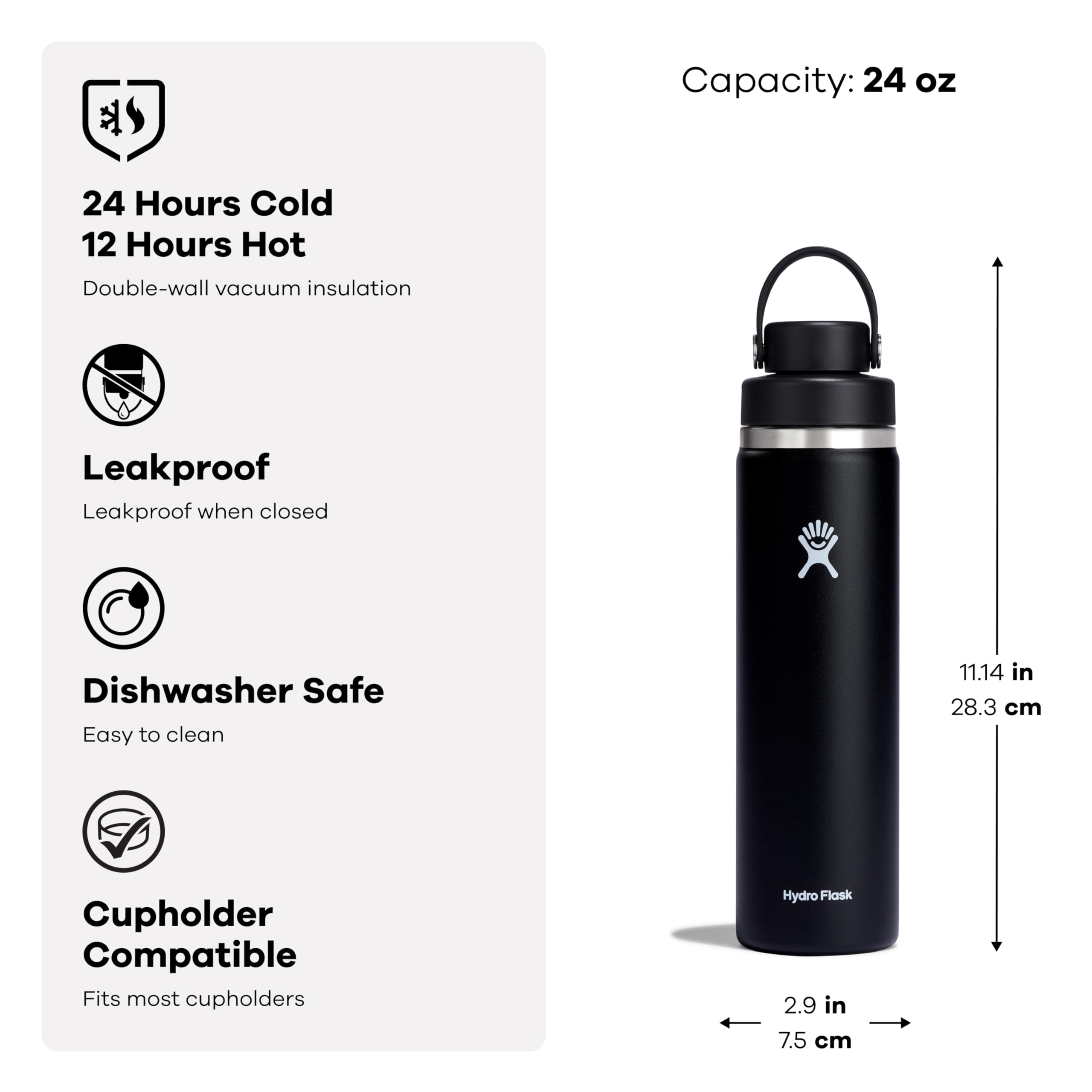 Foto 3 pulgar | Botella De Agua Hydro Flask, De Acero Inoxidable Con Aislamiento, Tapa De Boca Ancha, Antiderrames,  - Venta Internac
