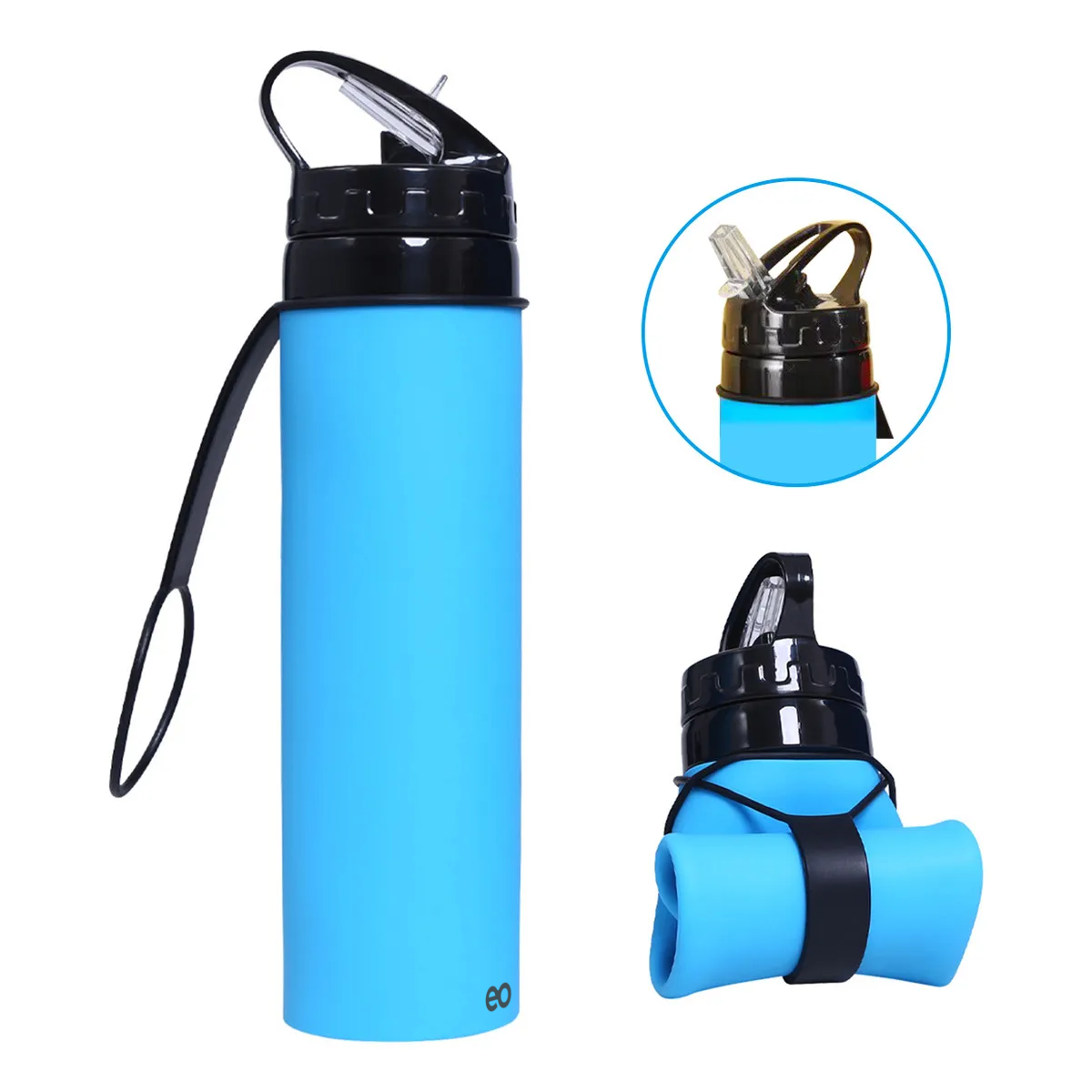 Foto 3 pulgar | Botella De Agua Silicona 600ml Plegable Eo Safe Imports Esi-19434 Azul
