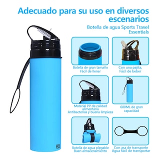 Foto 3 | Botella De Agua Silicona 600ml Plegable Eo Safe Imports Esi-19434 Azul