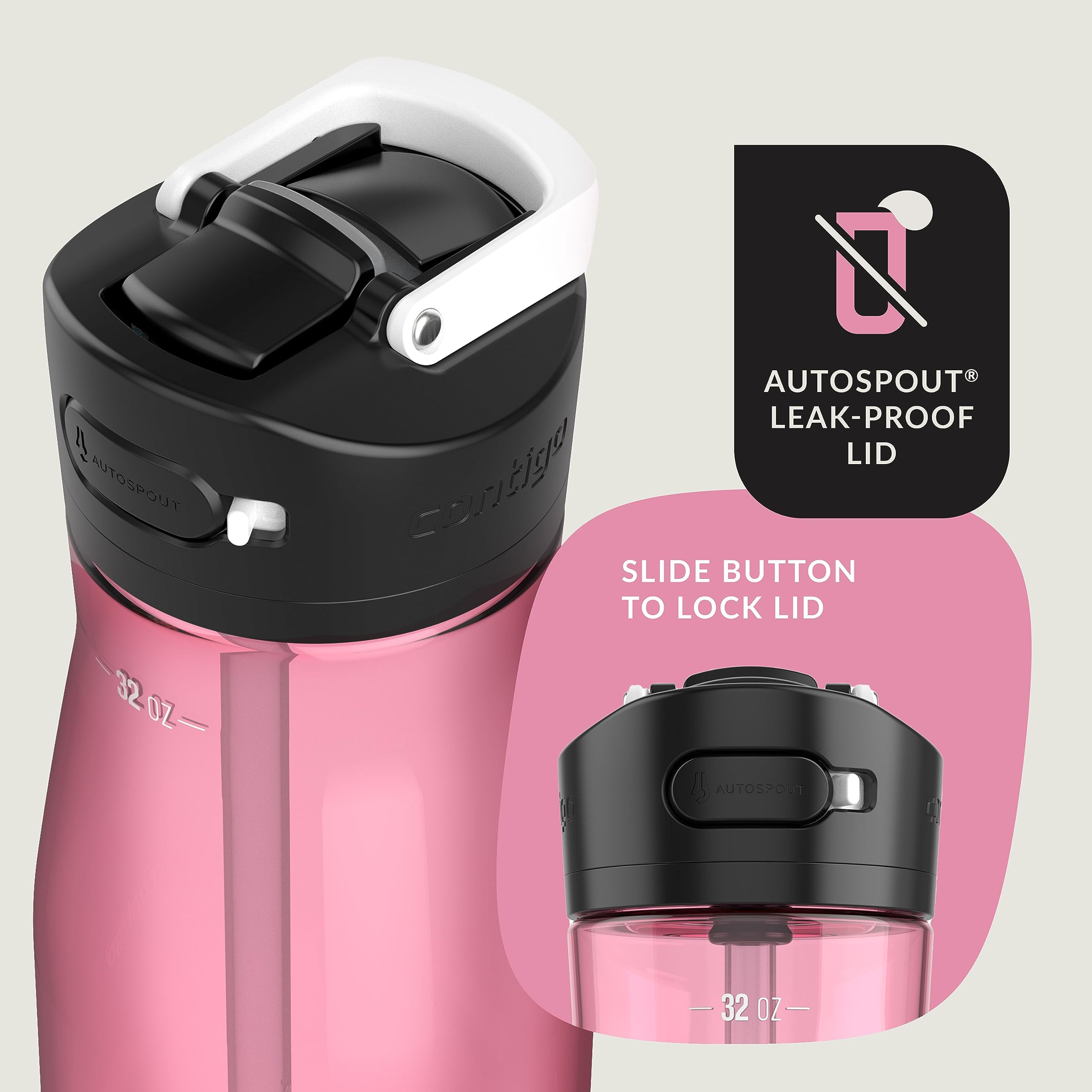 Foto 3 pulgar | Botella De Agua Contigo Ashland 2.0 A Prueba De Fugas, 950 Ml Azalea - Venta Internacional.