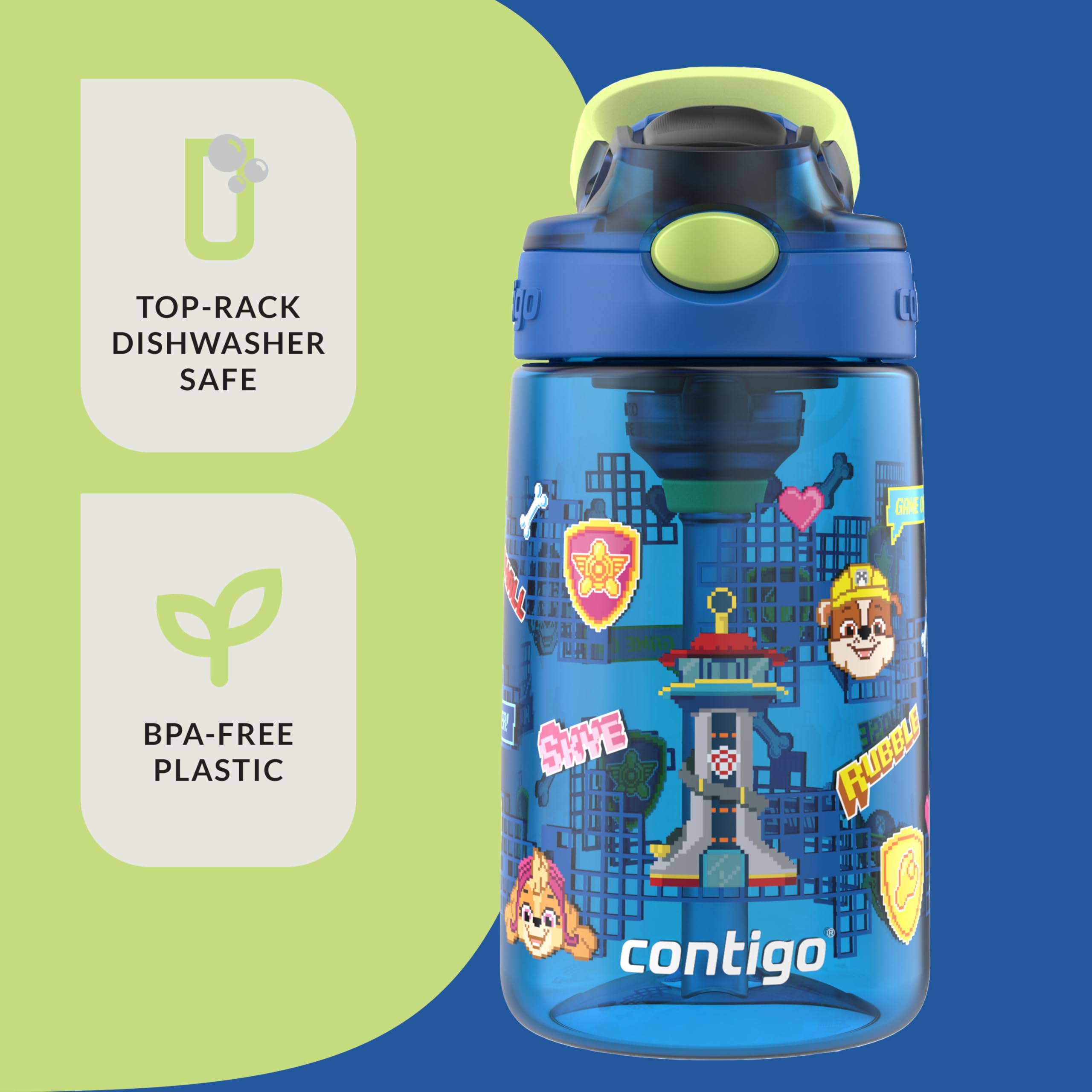 Foto 4 | Botella De Agua Contigo Aubrey Paw Patrol Autospout, 400 Ml, Azul - Venta Internacional.