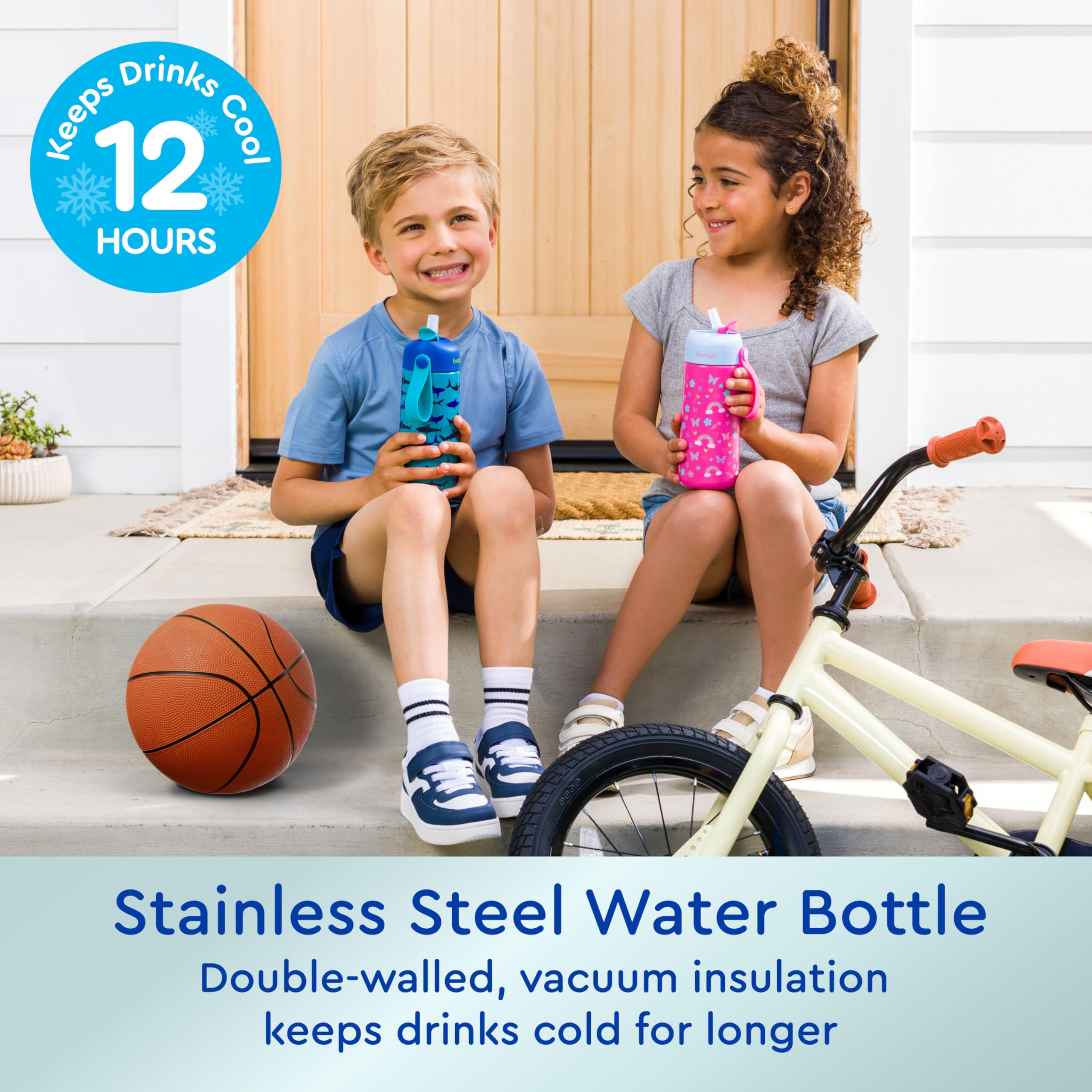 Foto 3 pulgar | Botella De Agua Bentgo Kids De Acero Inoxidable 414 Ml Sharks 3+ - Venta Internacional.