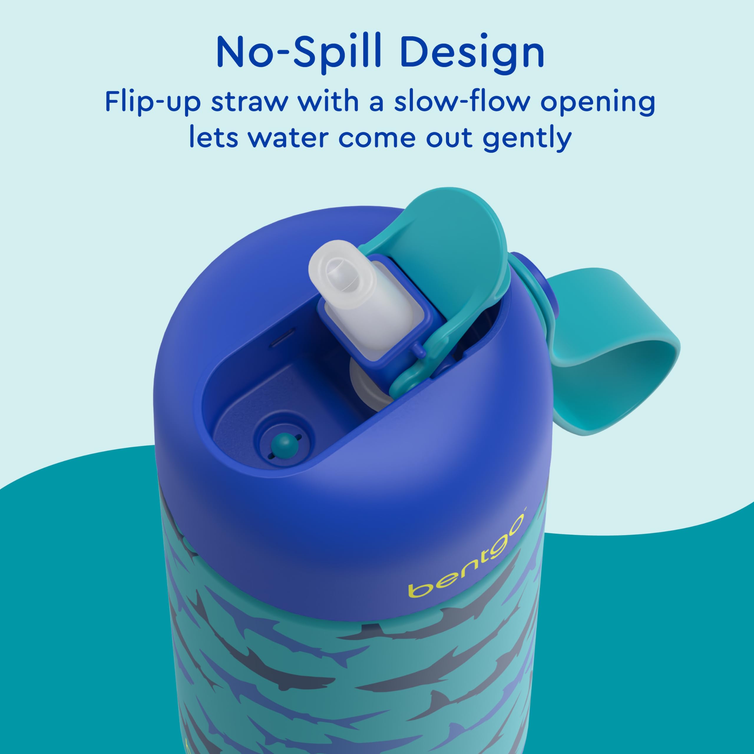 Foto 5 pulgar | Botella De Agua Bentgo Kids De Acero Inoxidable 414 Ml Sharks 3+ - Venta Internacional.