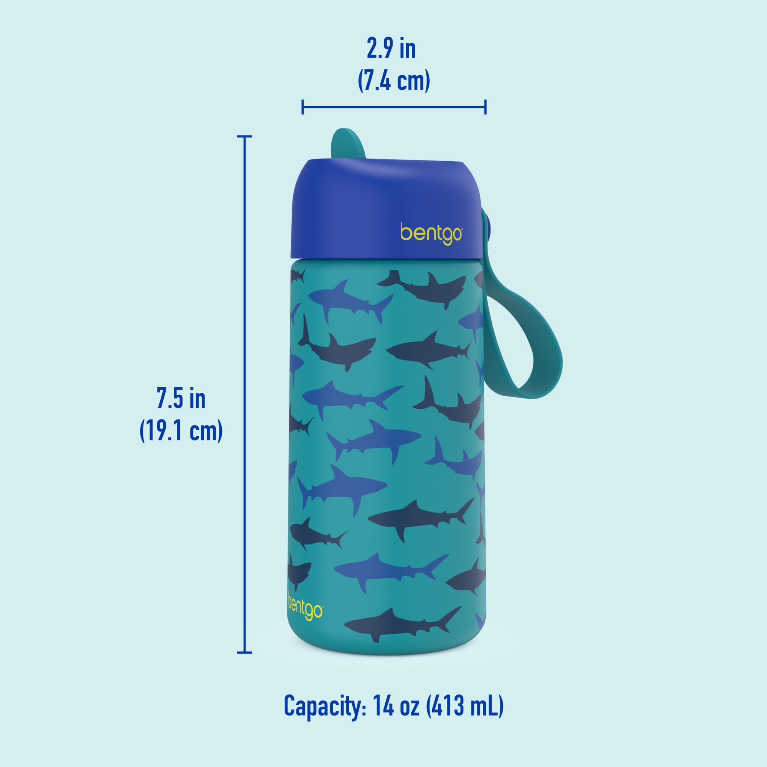 Foto 8 pulgar | Botella De Agua Bentgo Kids De Acero Inoxidable 414 Ml Sharks 3+ - Venta Internacional.